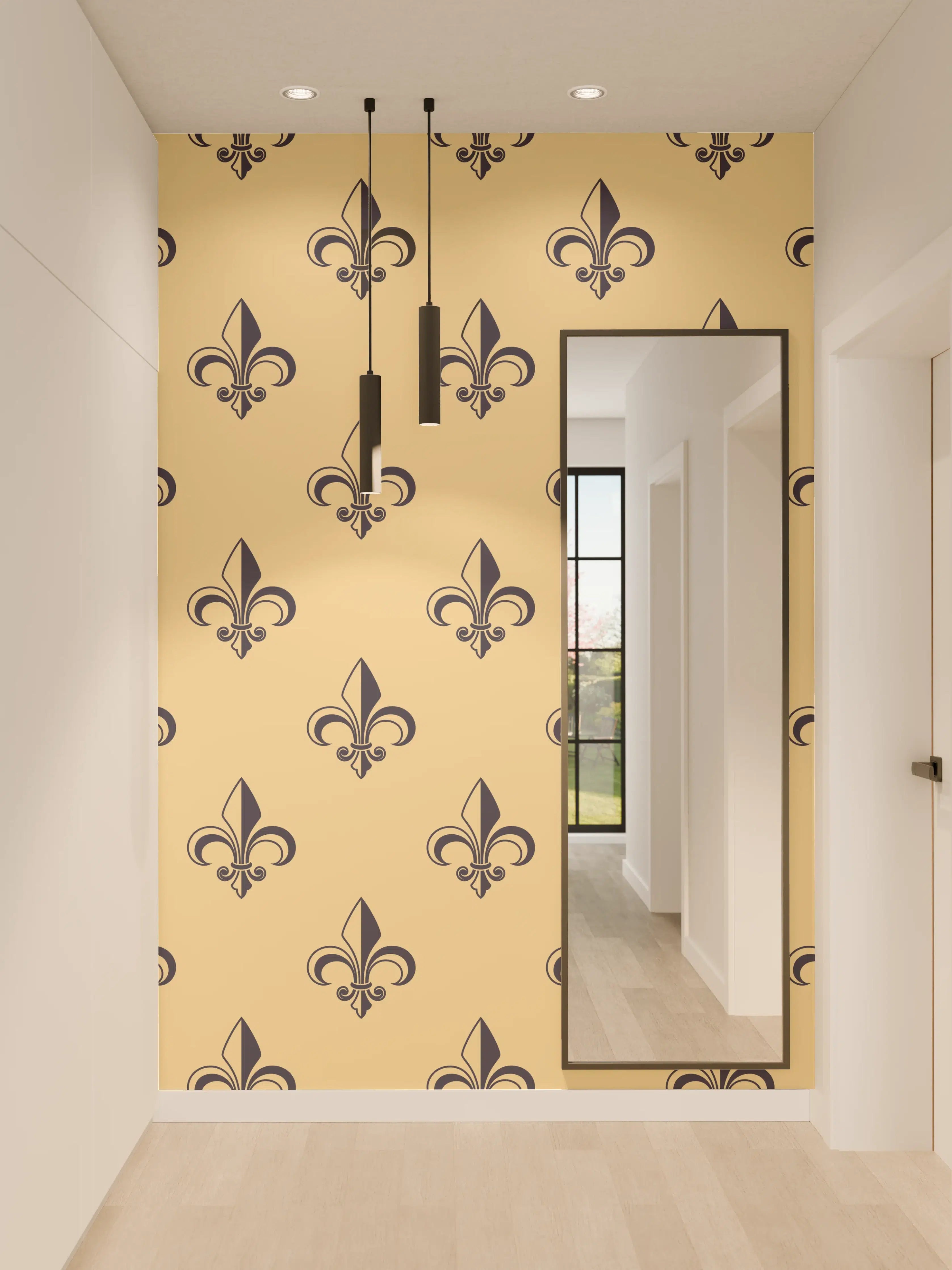 Wandverkleidung Flur - Retro-Muster Gold Braun