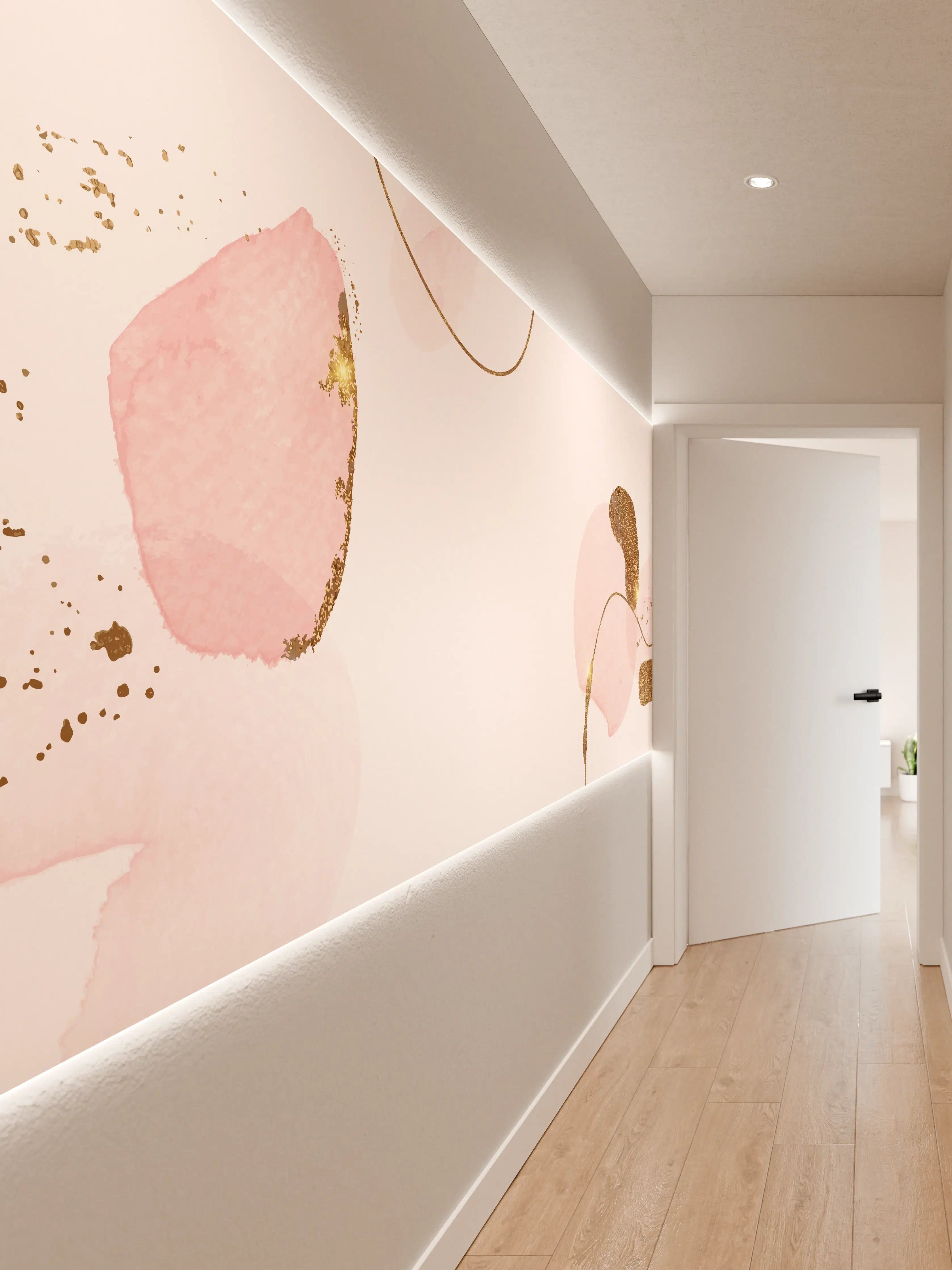 Wandverkleidung Flur - Rosa Gold Akzent Muster