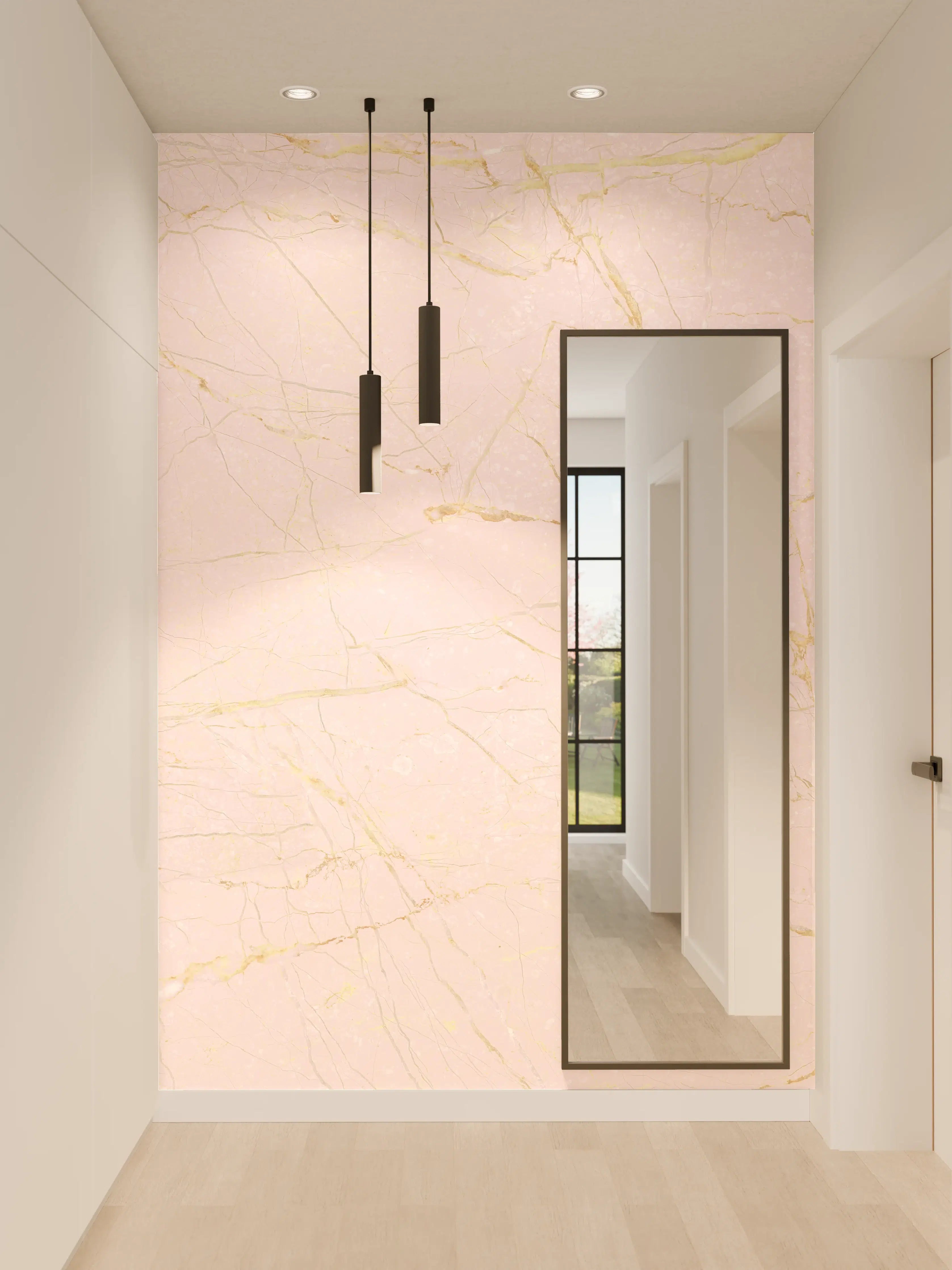 Wandverkleidung Flur - Rosa-Gold Marmor