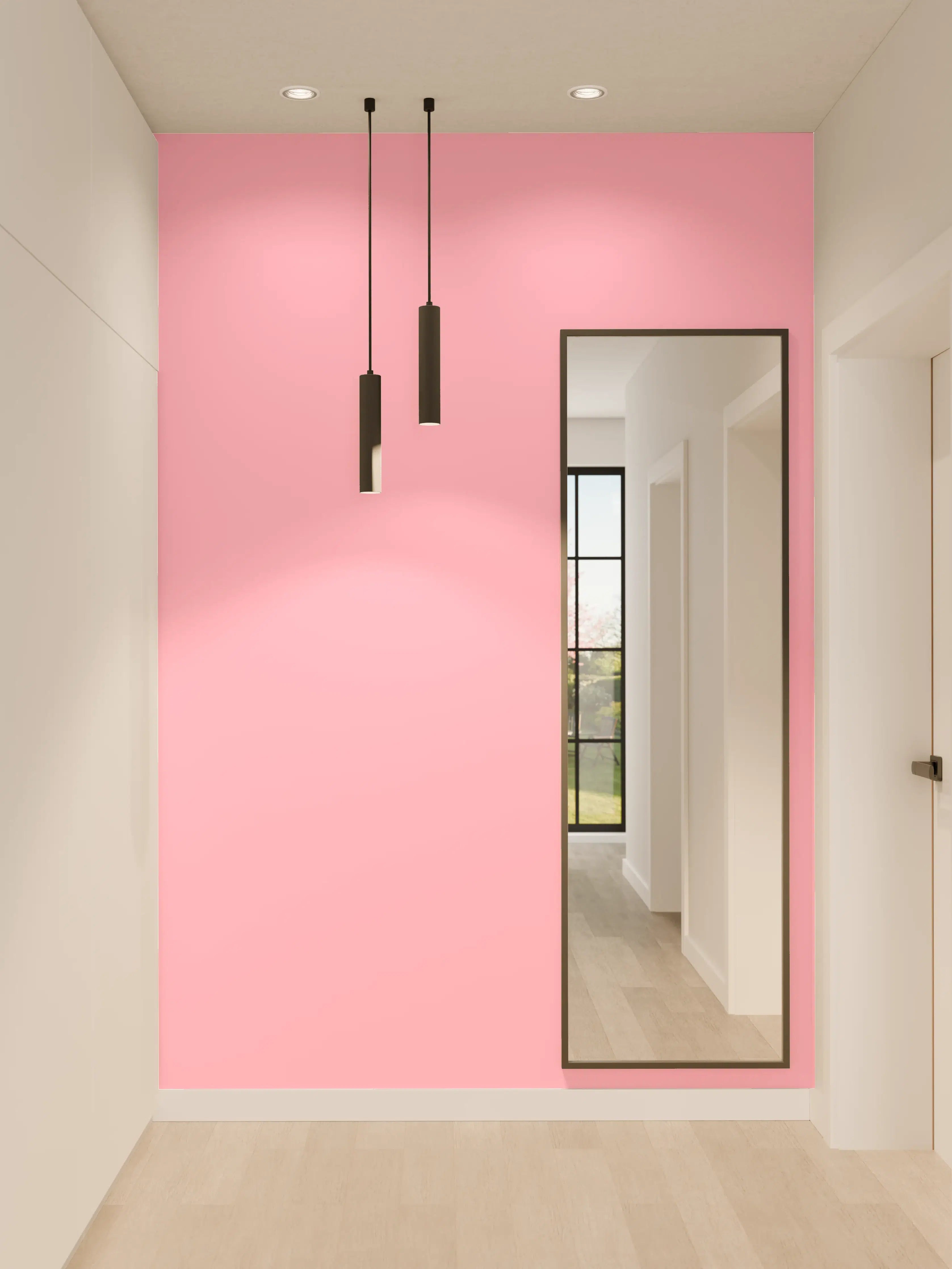 Wandverkleidung Flur - Rosa Orchideen auf Pink