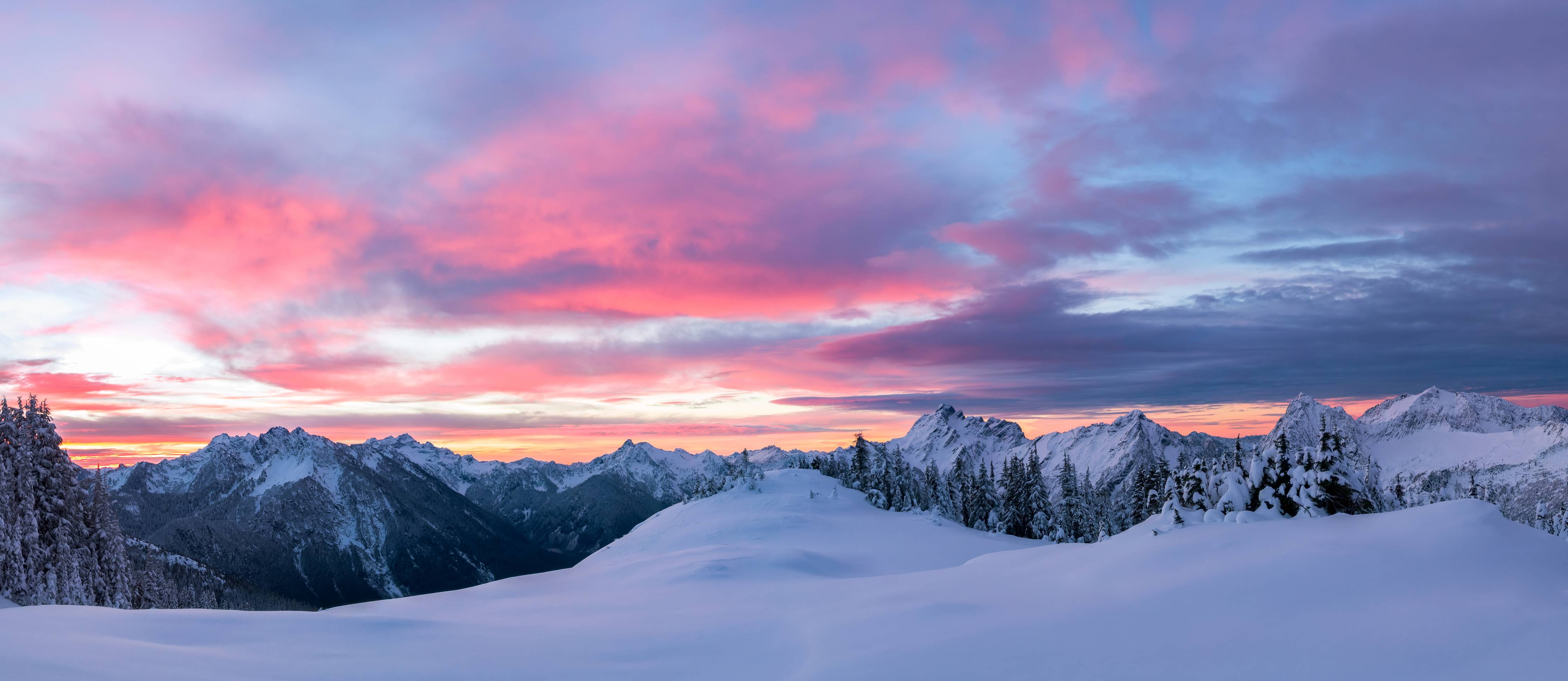 Wandverkleidung Flur-Rosa Sonnenuntergang Bergpanorama