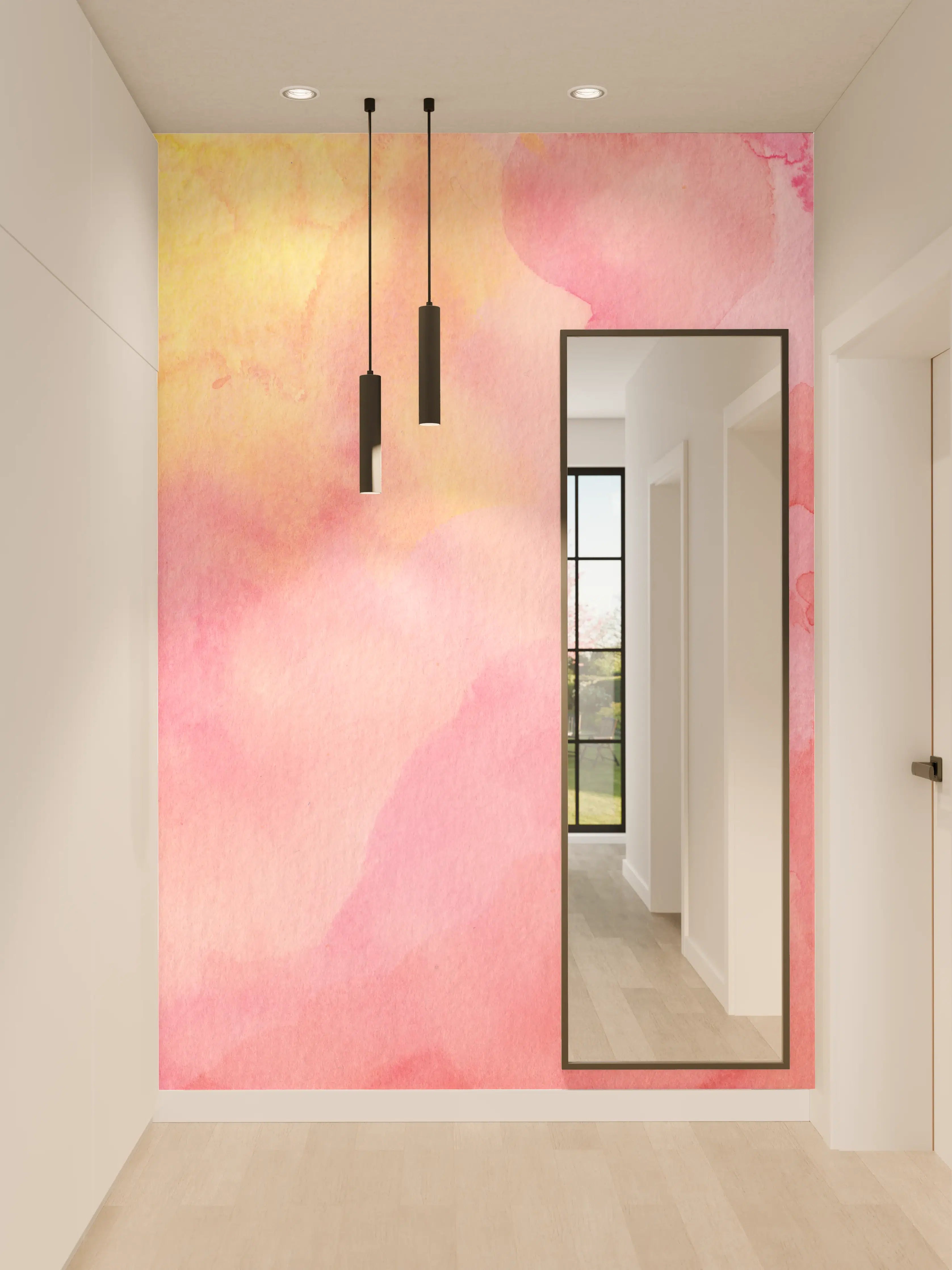 Wandverkleidung Flur - Rosa Verwaschenes Farben-Design