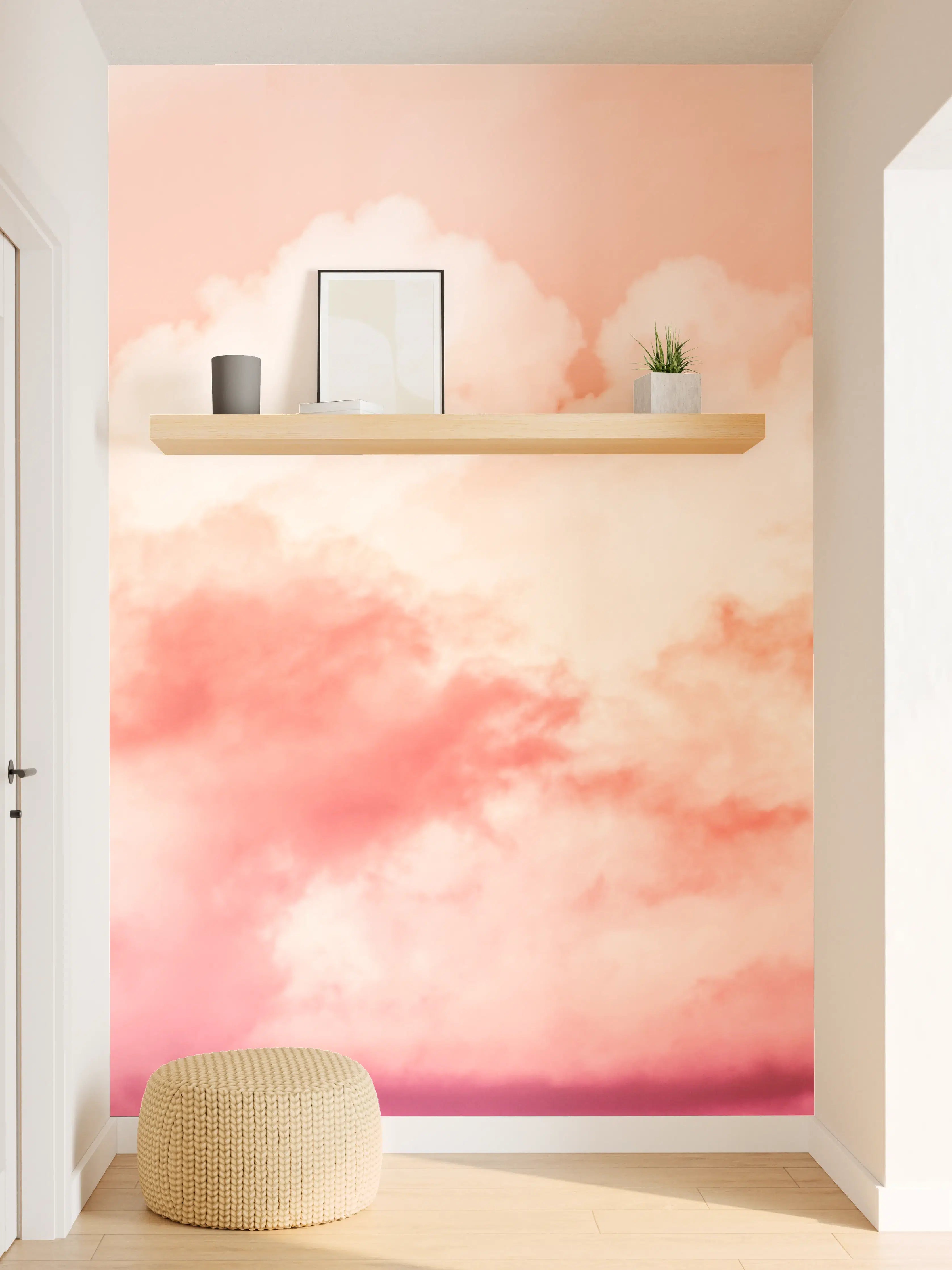 Wandverkleidung Flur - Rosa Wolkenhimmel