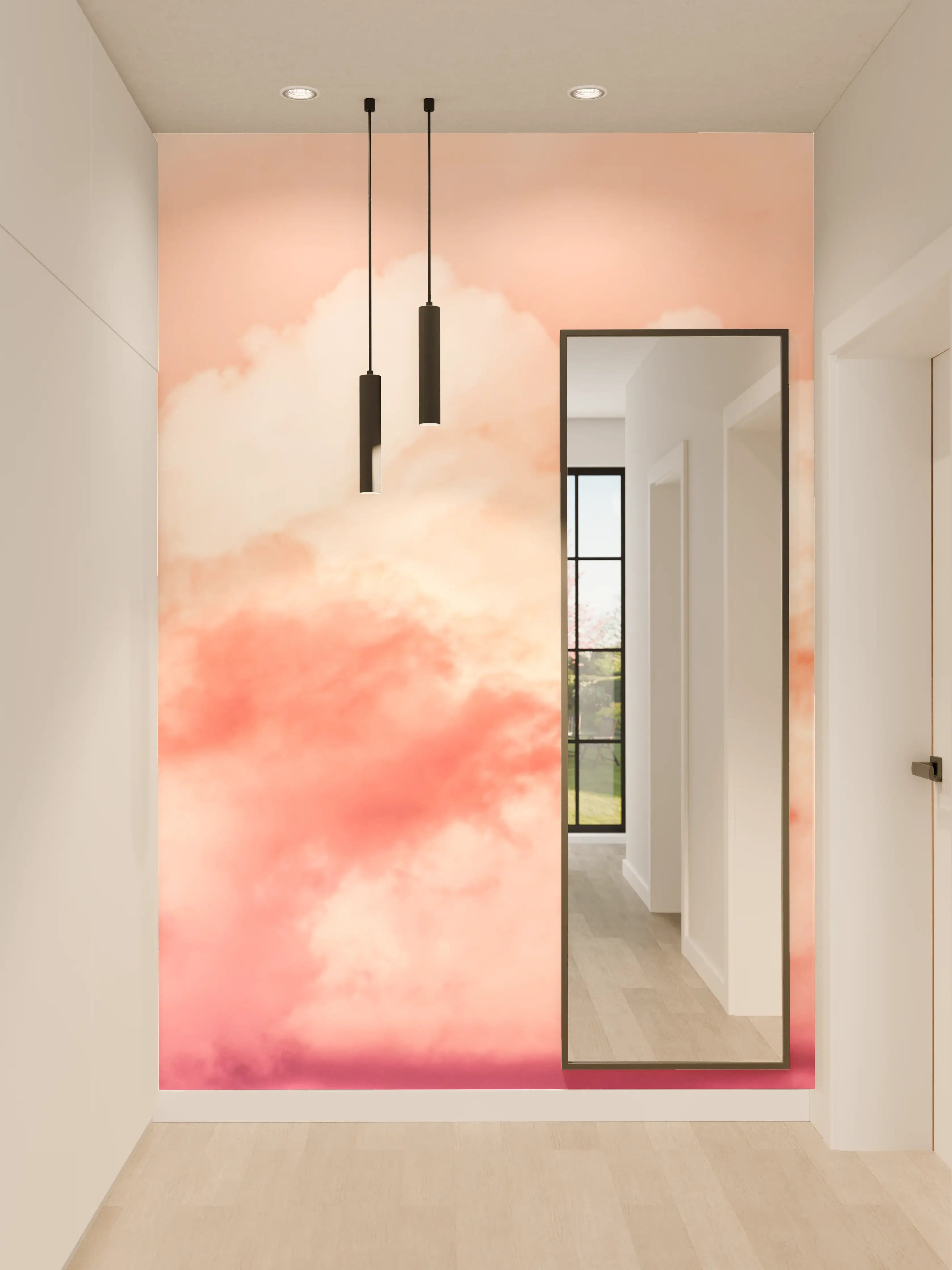Wandverkleidung Flur - Rosa Wolkenhimmel