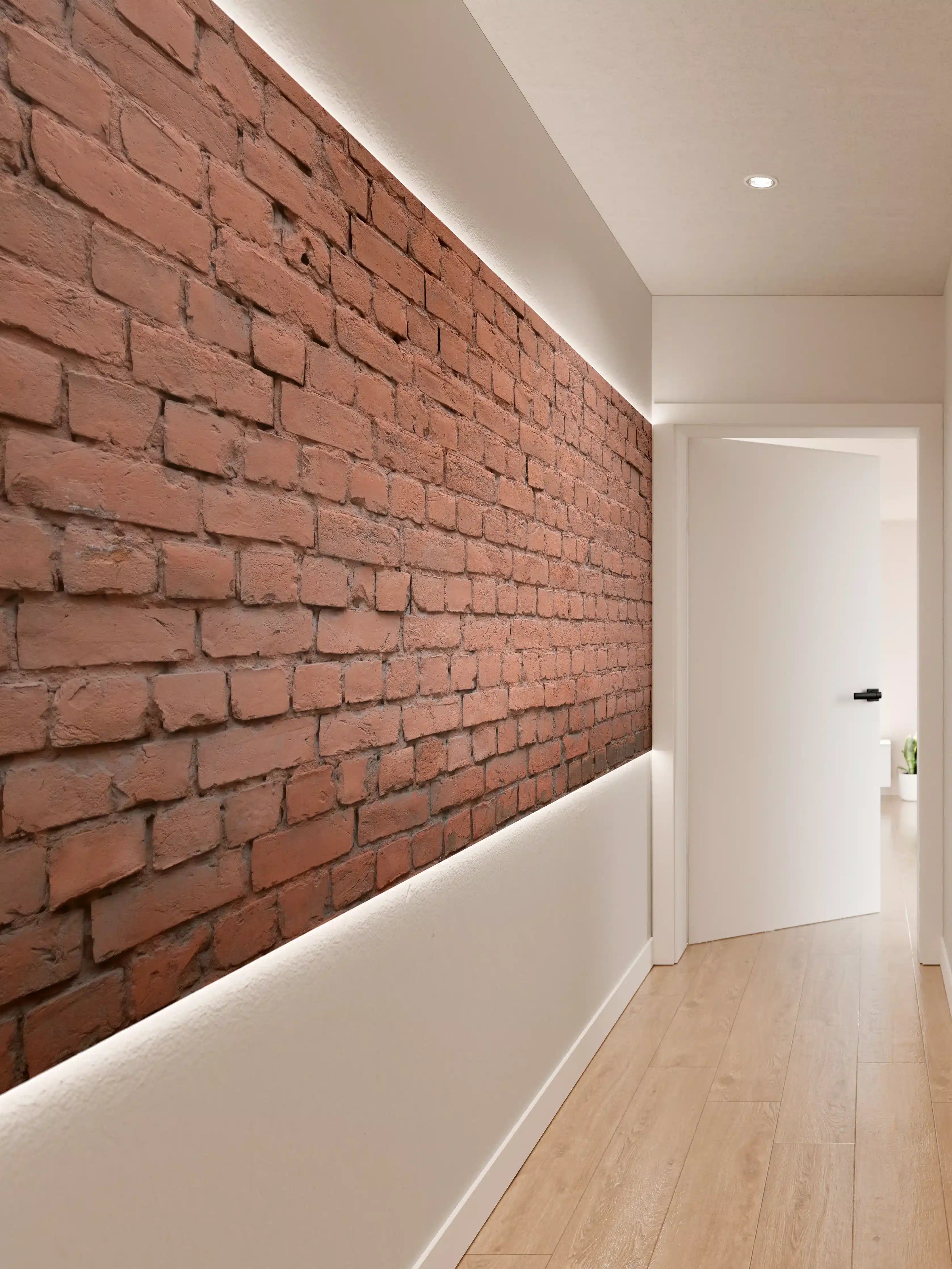 Wandverkleidung Flur - Rosafarbige Ziegelwandoberfläche