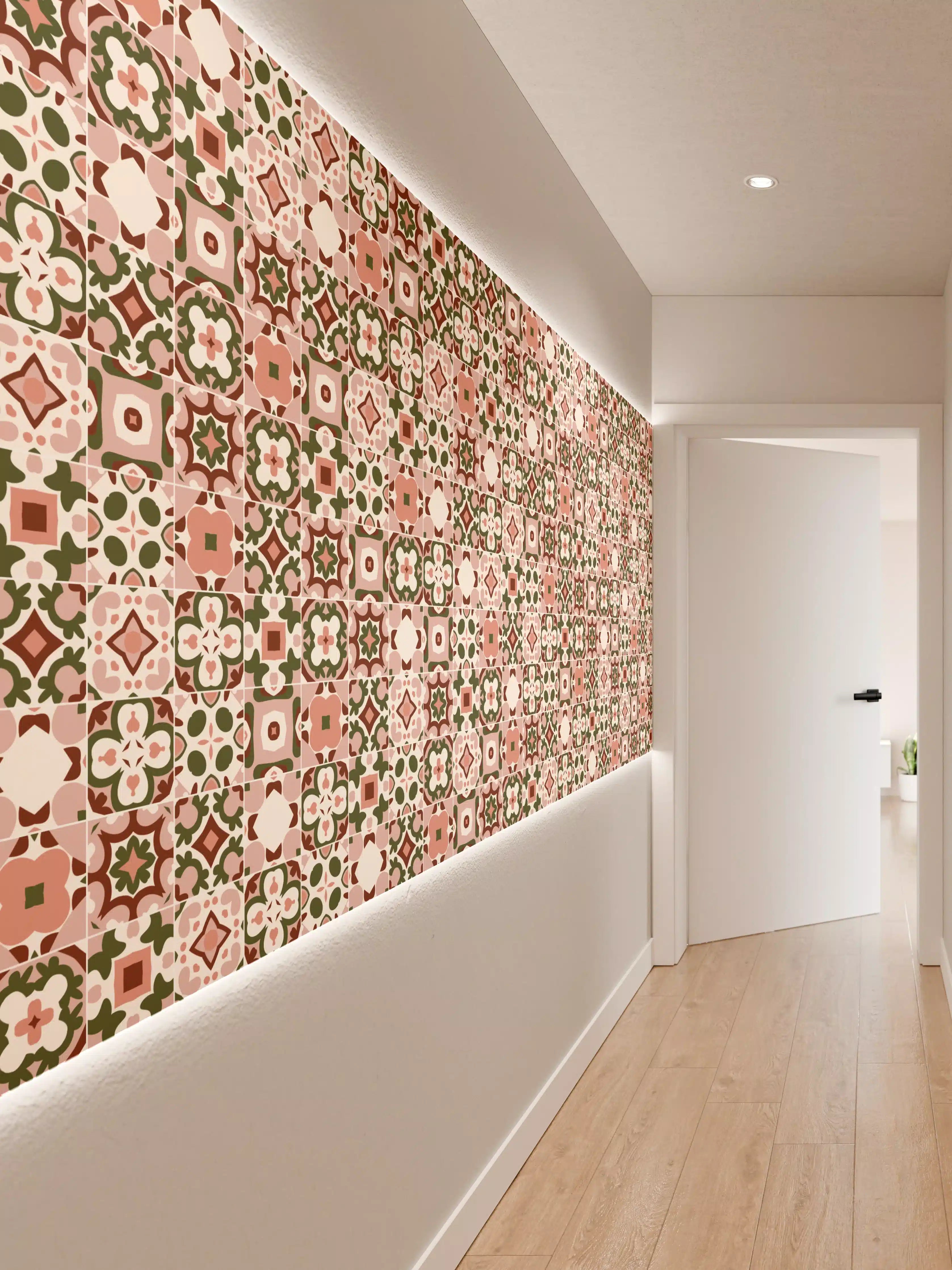 Wandverkleidung Flur - Rosé-Goldenes Mosaikmuster