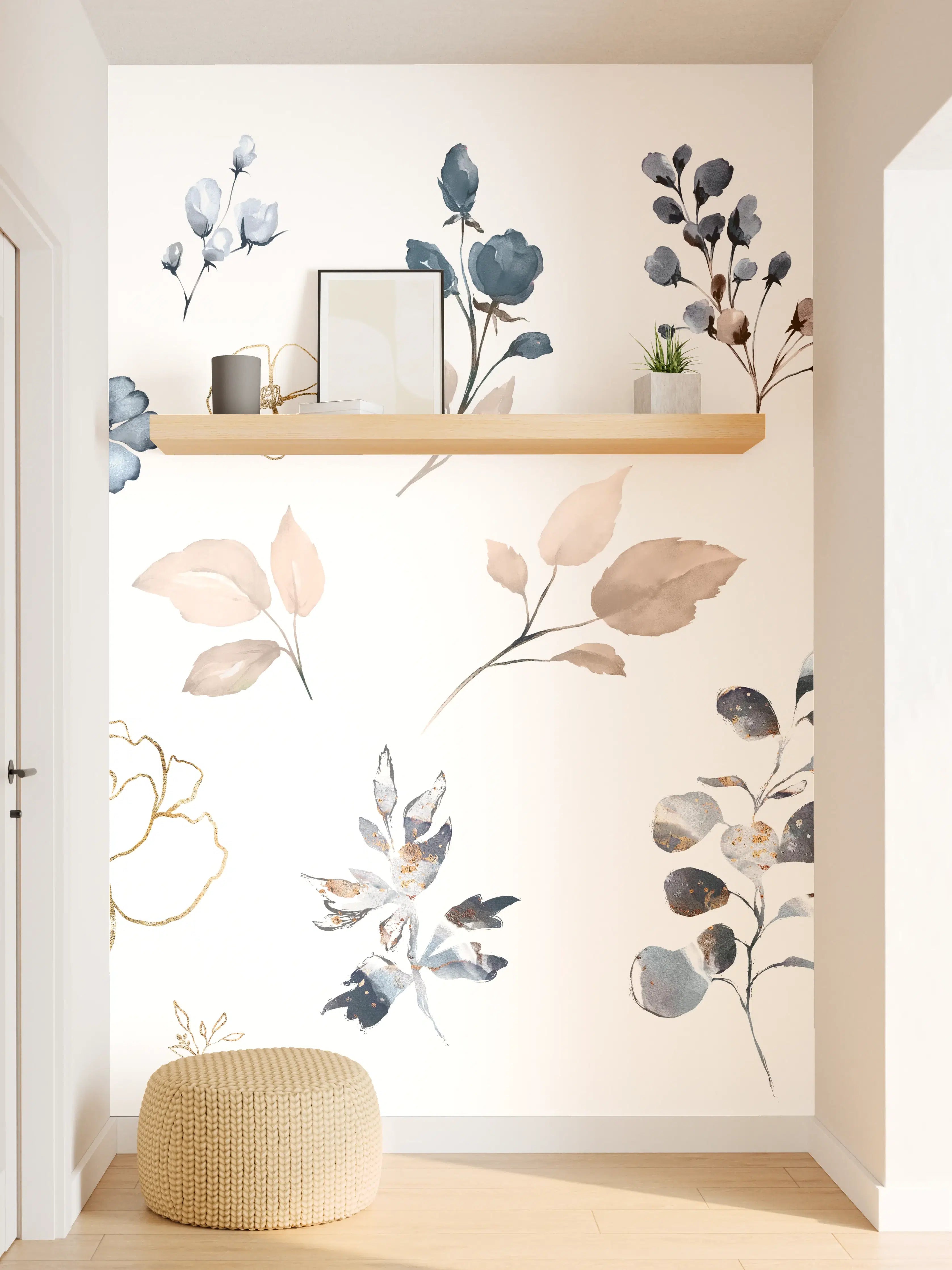 Wandverkleidung Flur - Rosen im Aquarell-Design