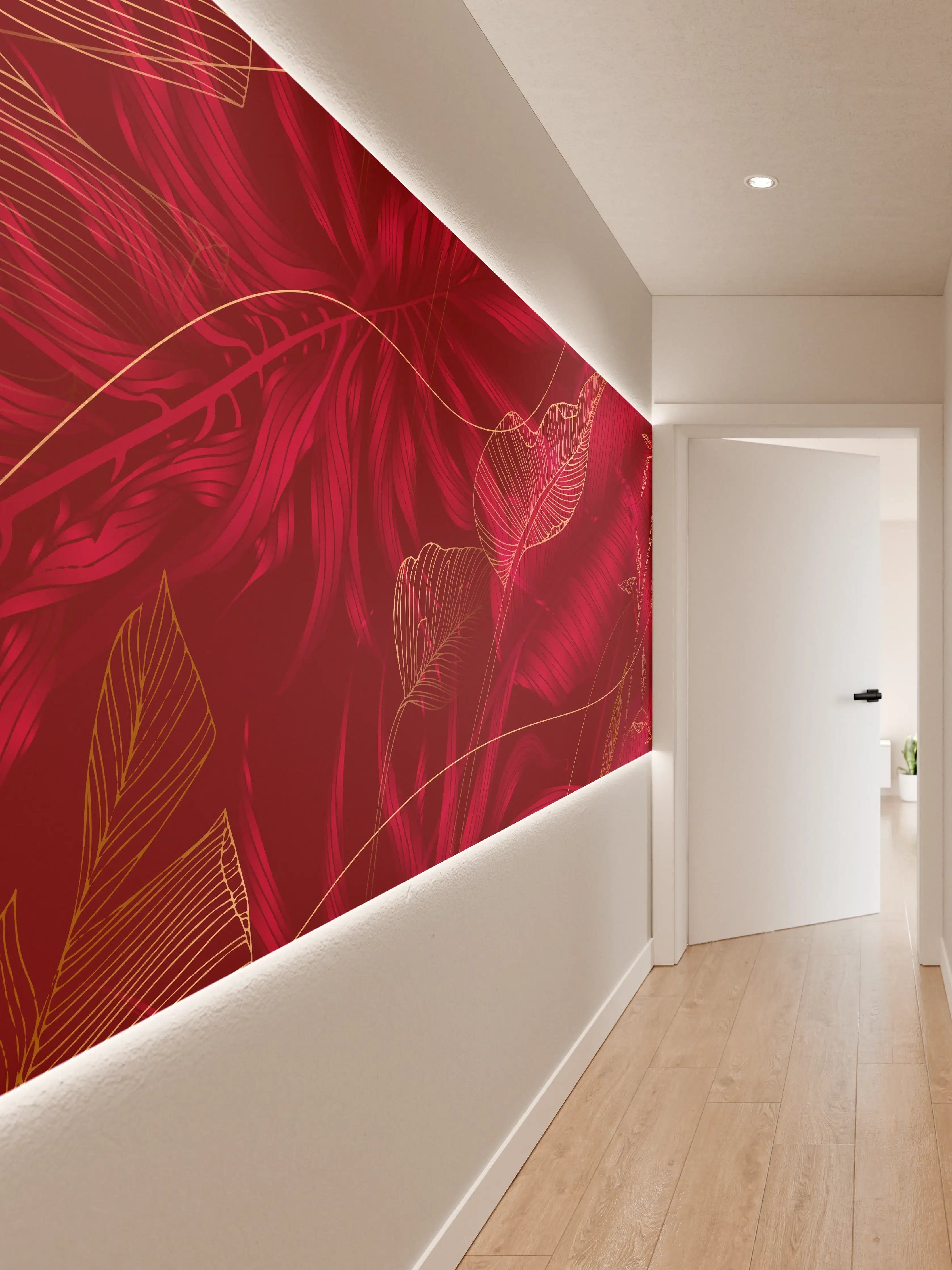 Wandverkleidung Flur - Rote Florale Muster Textur