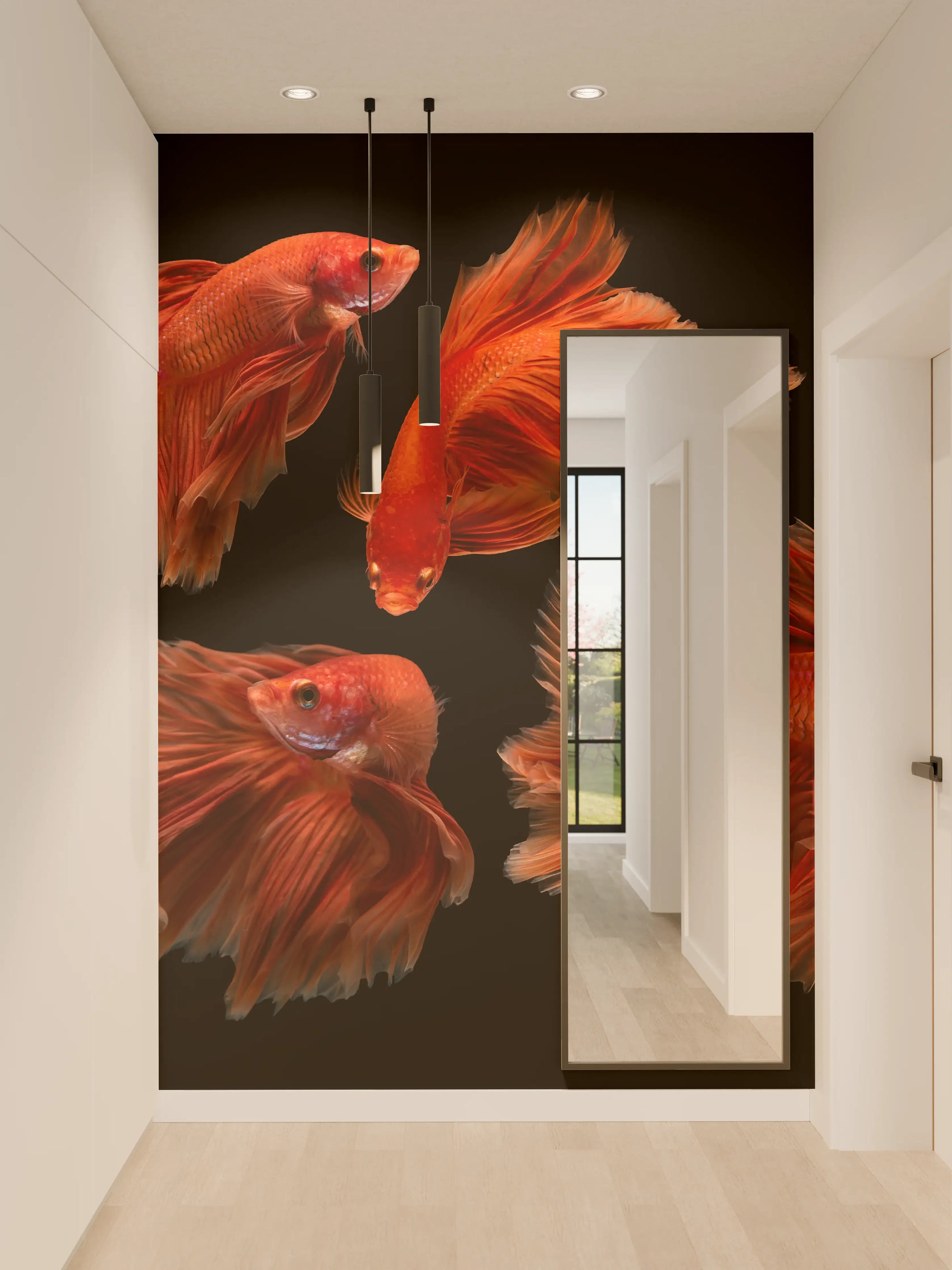 Wandverkleidung Flur - Roter Betta Fisch