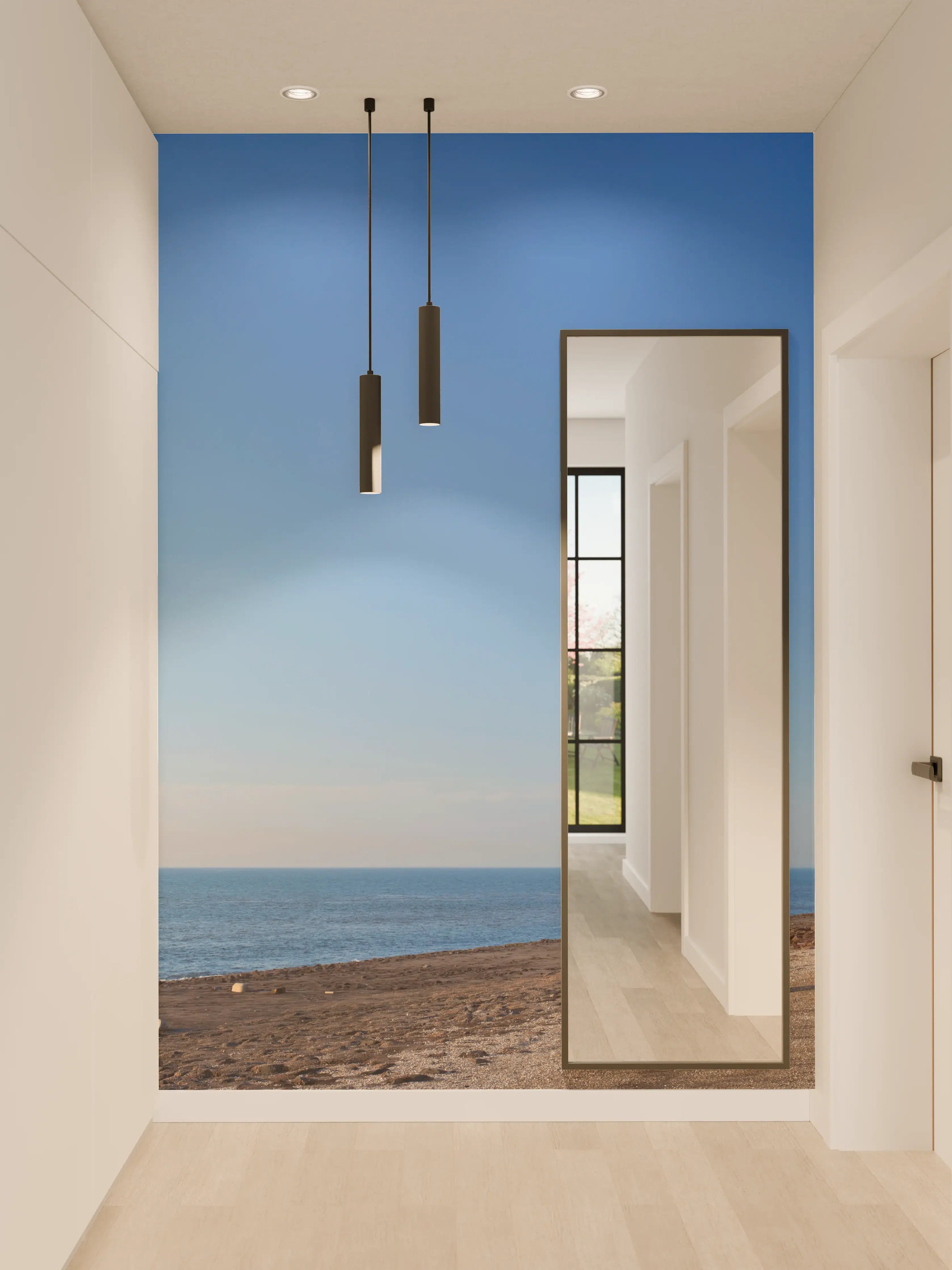 Wandverkleidung Flur - Roter Leuchtturm am Meer