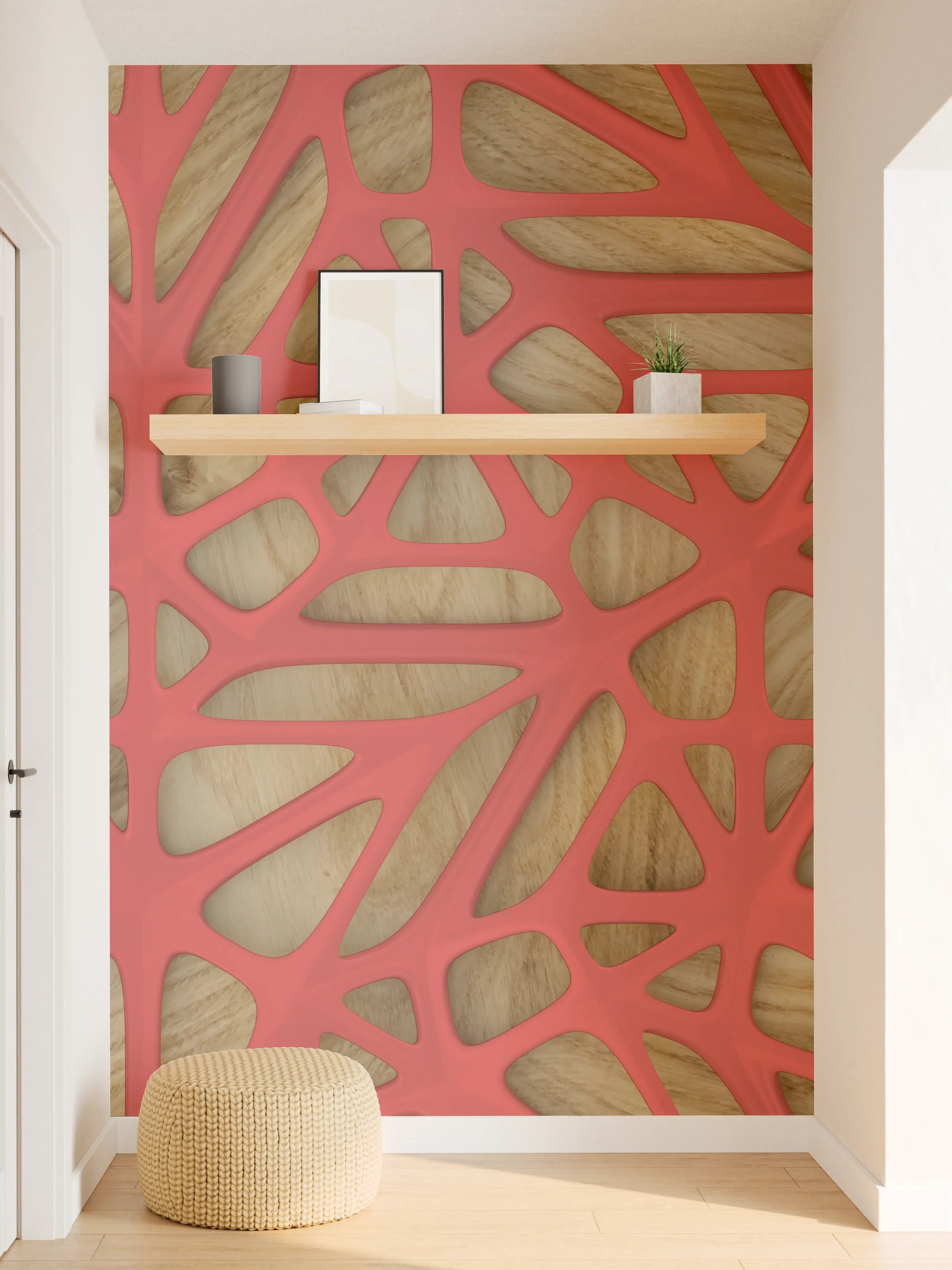 Wandverkleidung Flur - Rotes Gitter Muster 