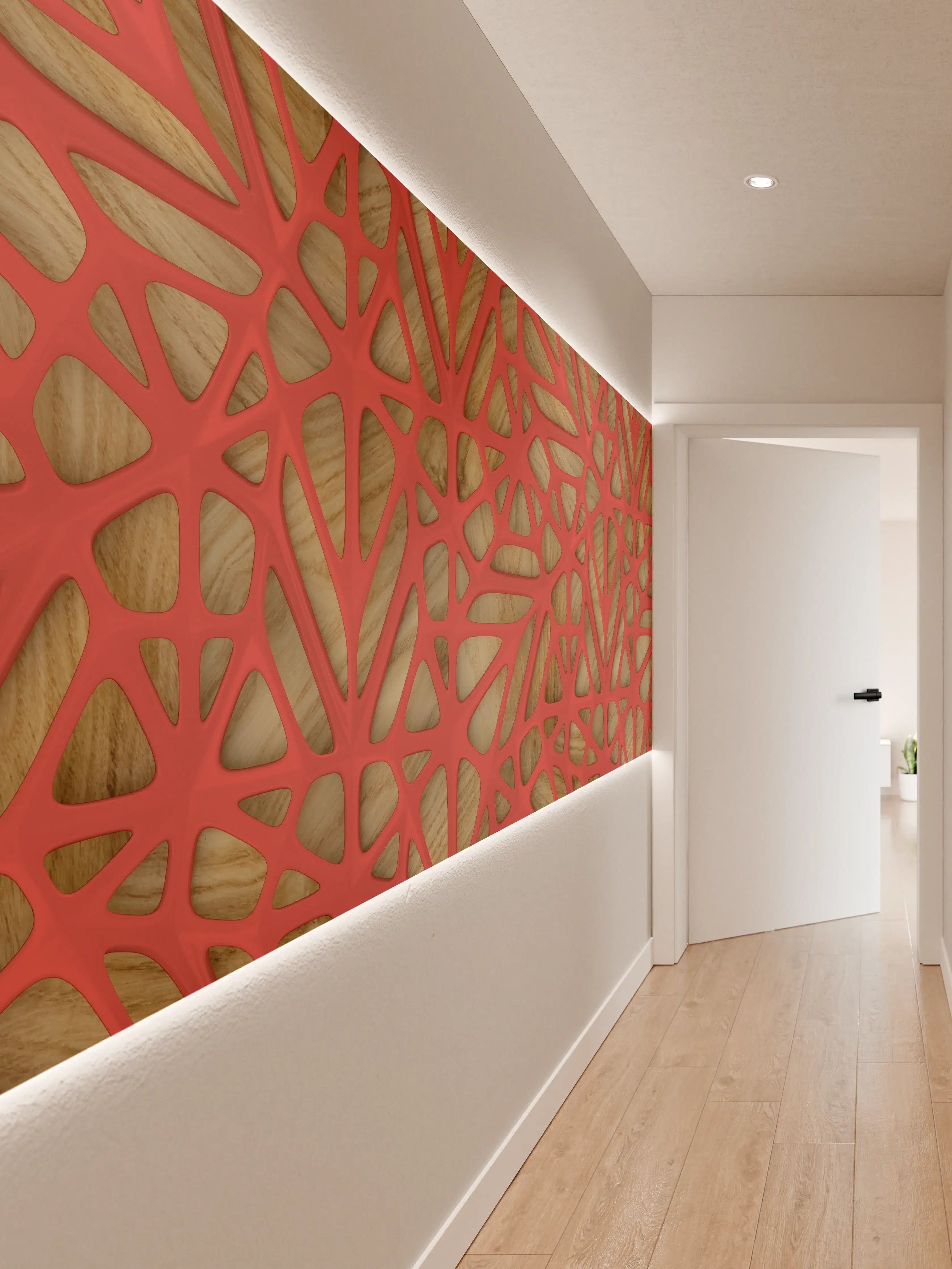 Wandverkleidung Flur - Rotes Gitter Muster 