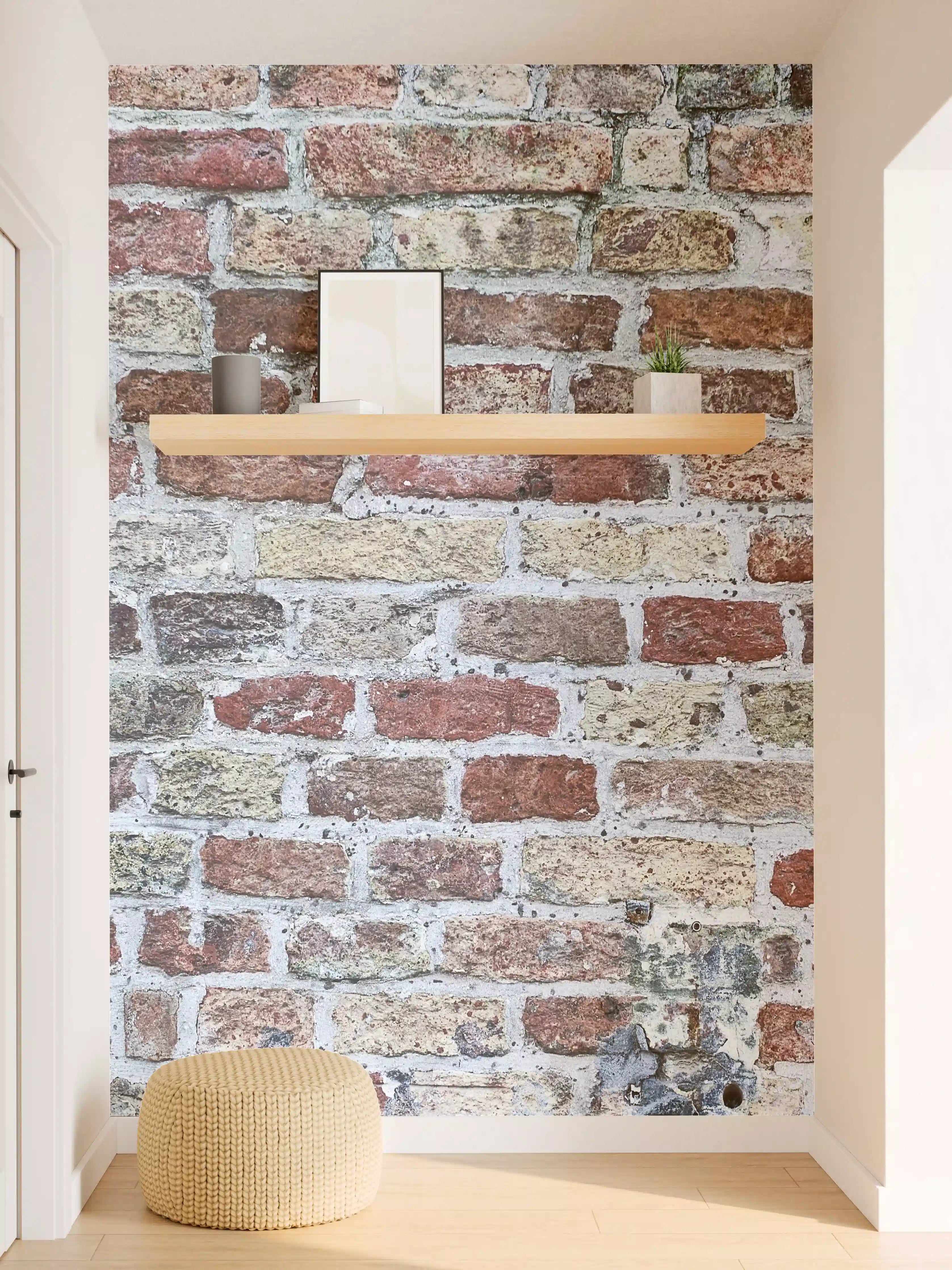 Wandverkleidung Flur - Rustikale Backsteinmauer in Nahaufnahme