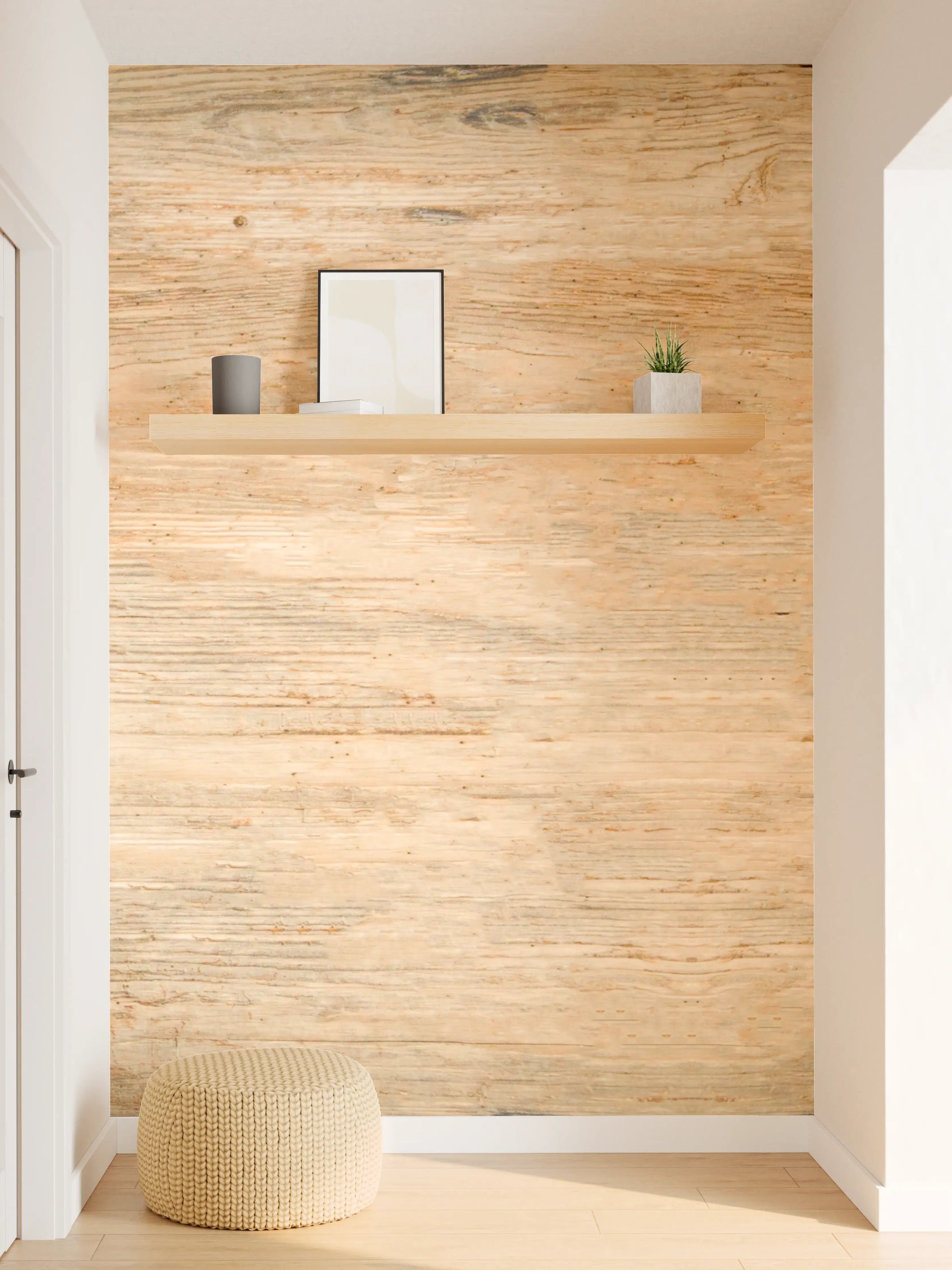 Wandverkleidung Flur - Rustikale Holztextur Panorama