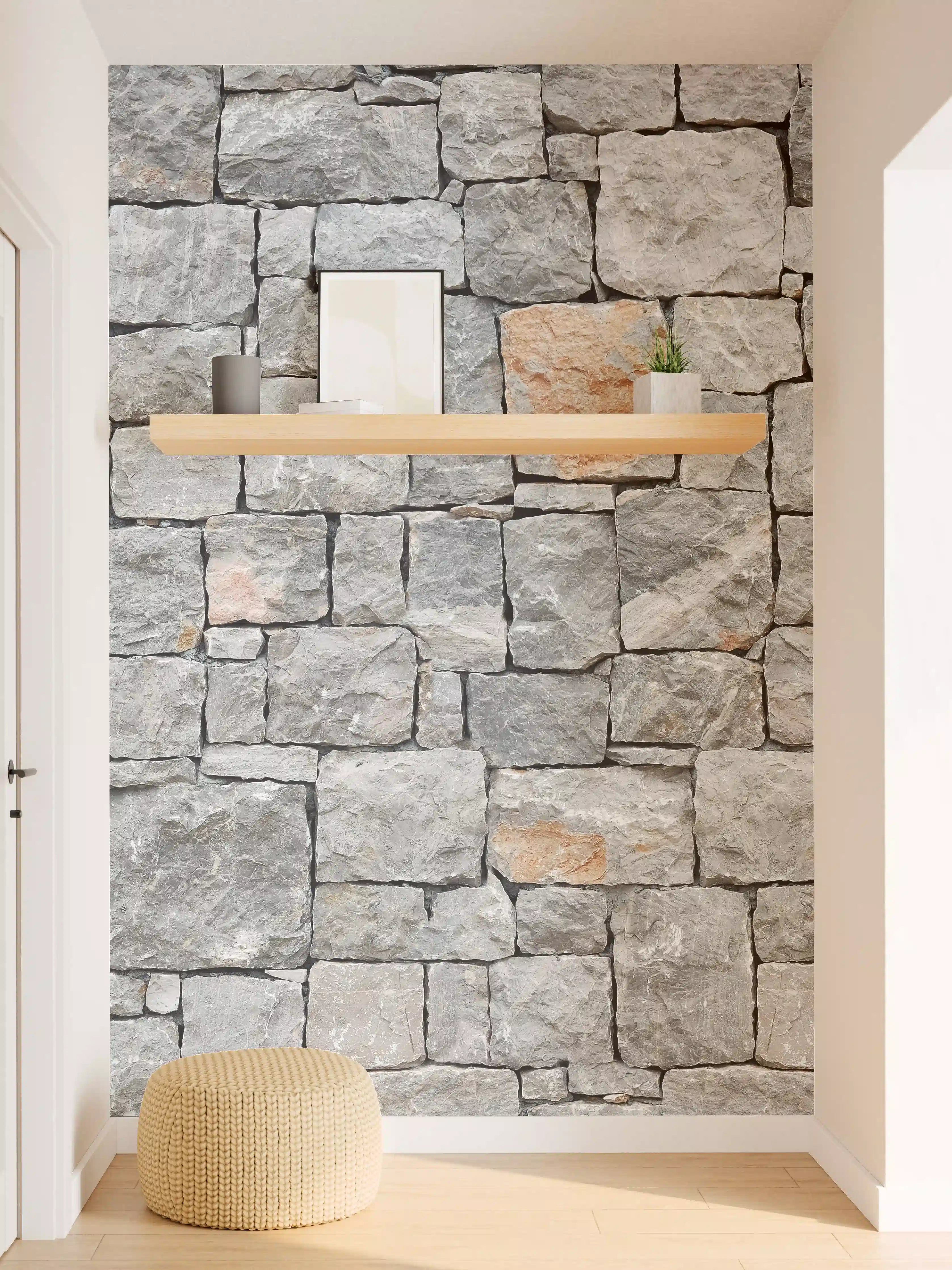 Wandverkleidung Flur - Rustikale Steinmauer als stilvoller Hintergrund