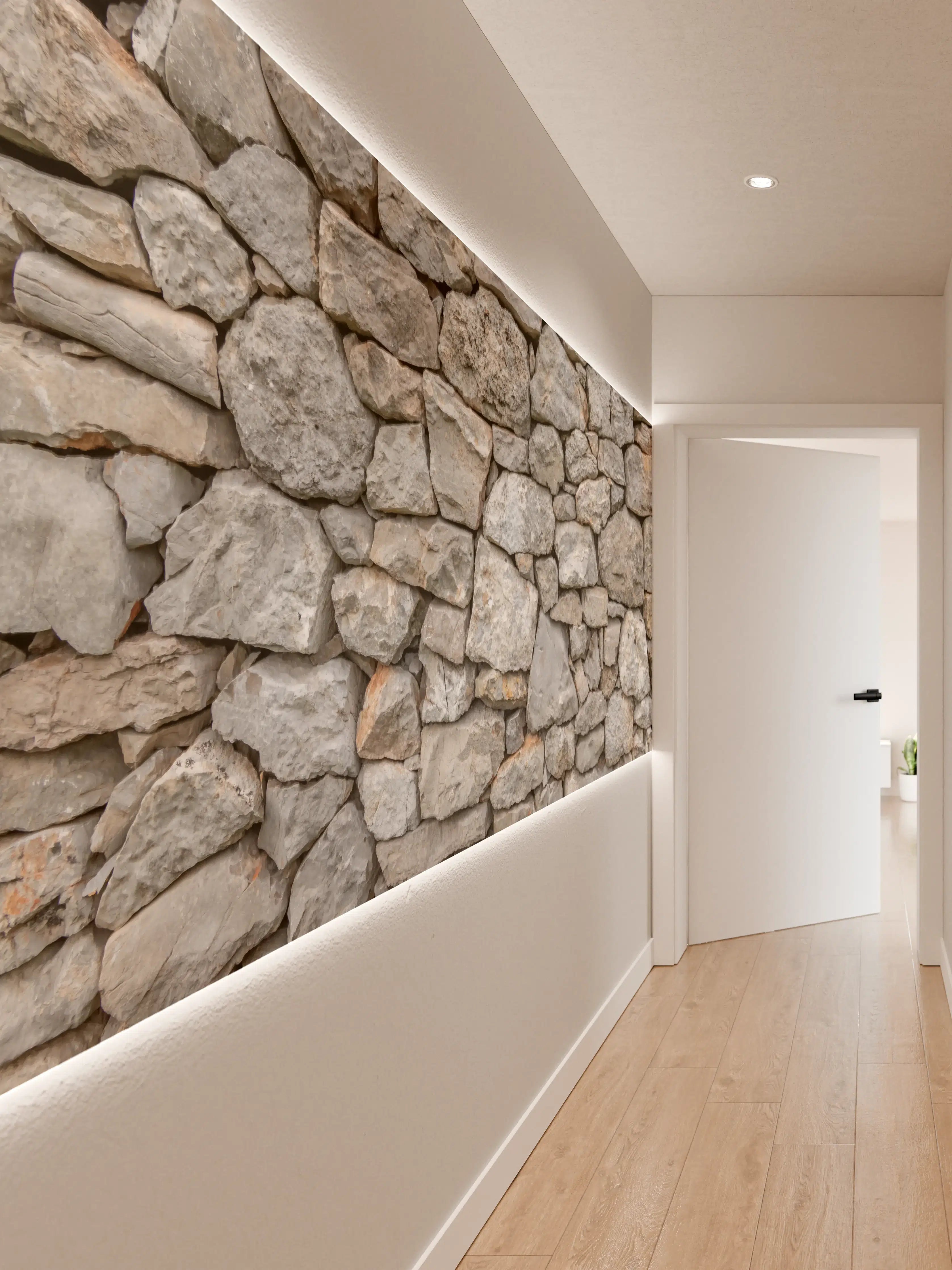 Wandverkleidung Flur - Rustikale Steinmauer in Nahaufnahme