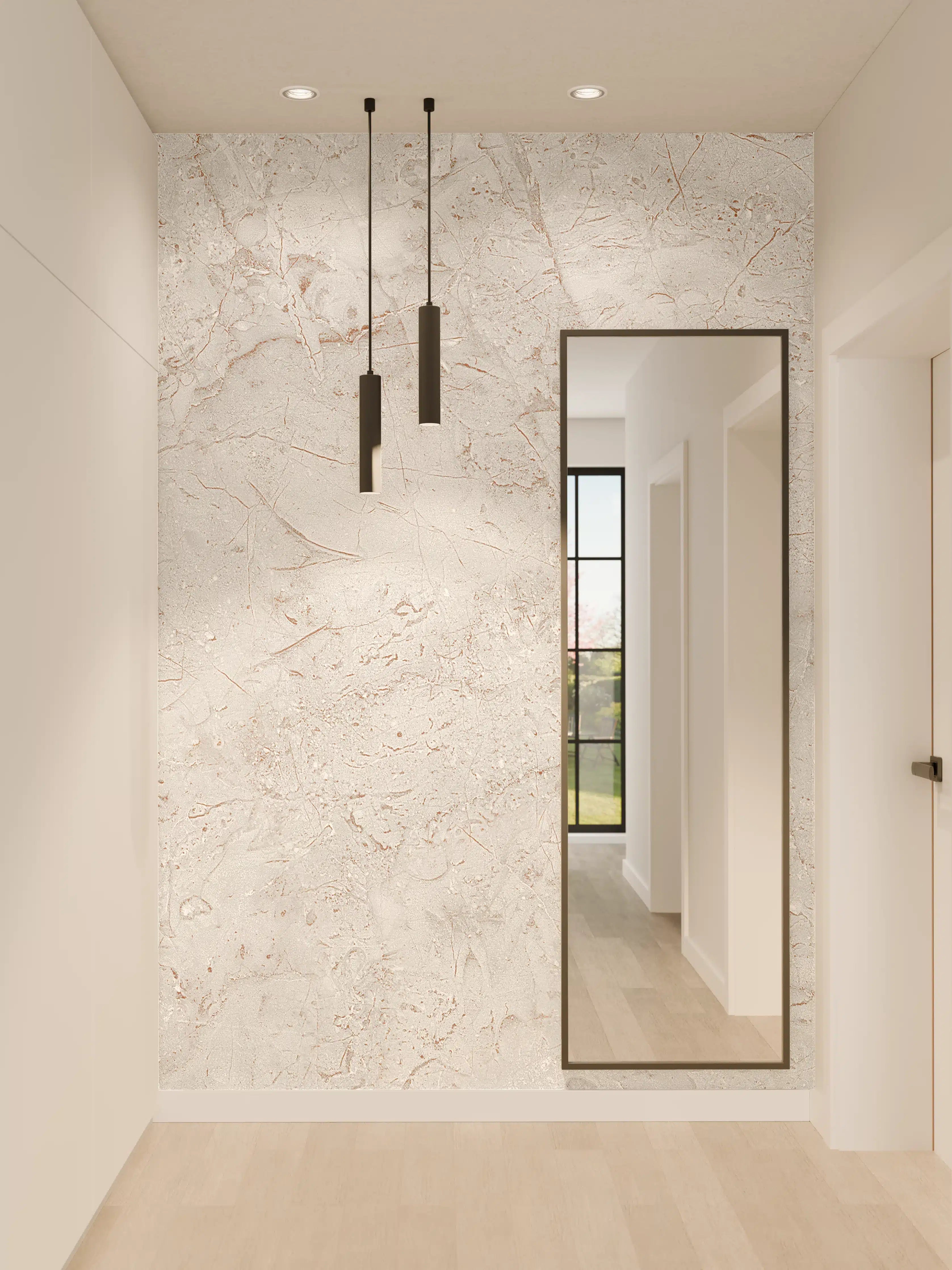 Wandverkleidung Flur - Rustikales Marmor-Design