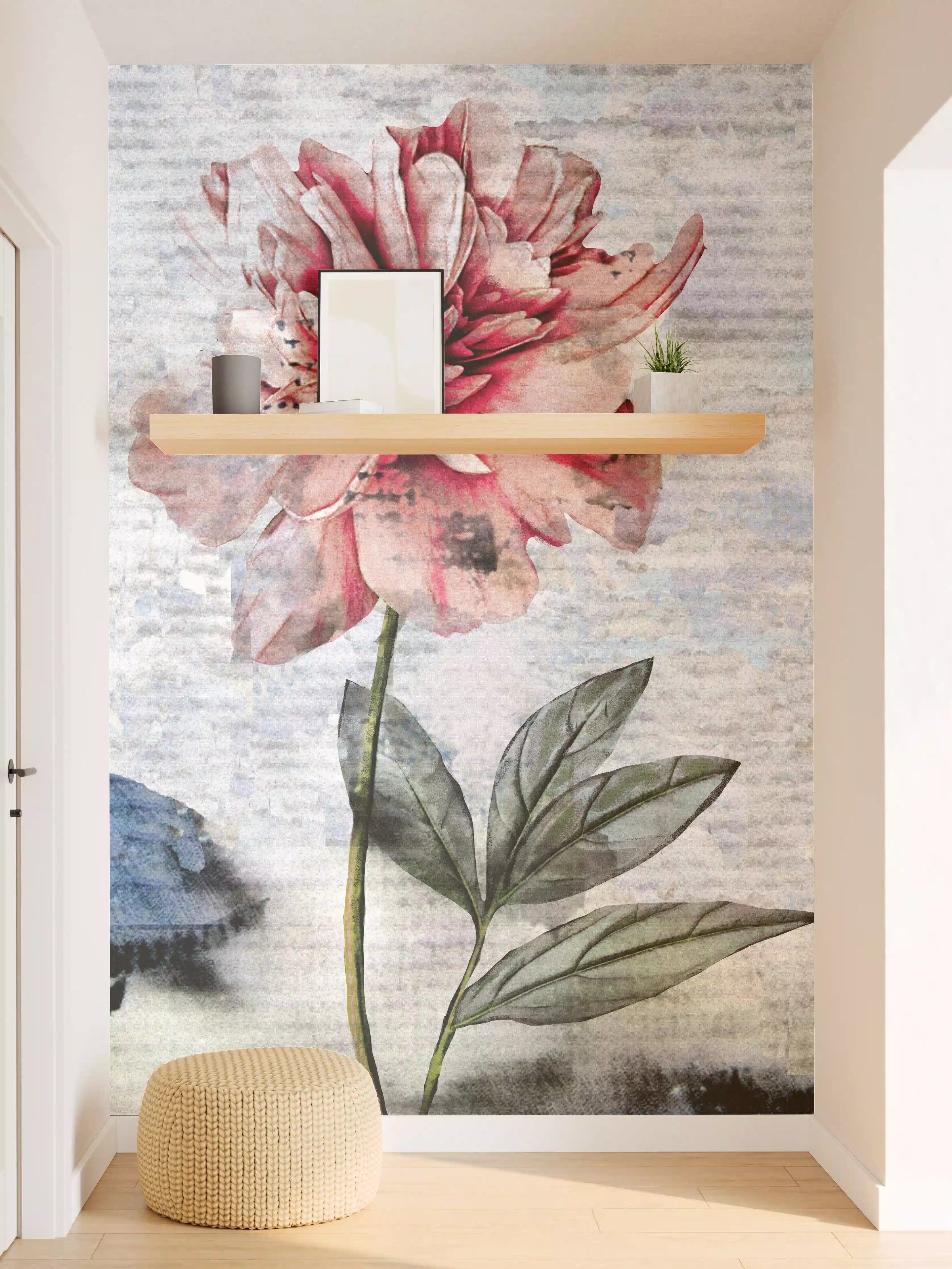 Wandverkleidung Flur - Sammlung von rosa Blumen - Ölgemälden