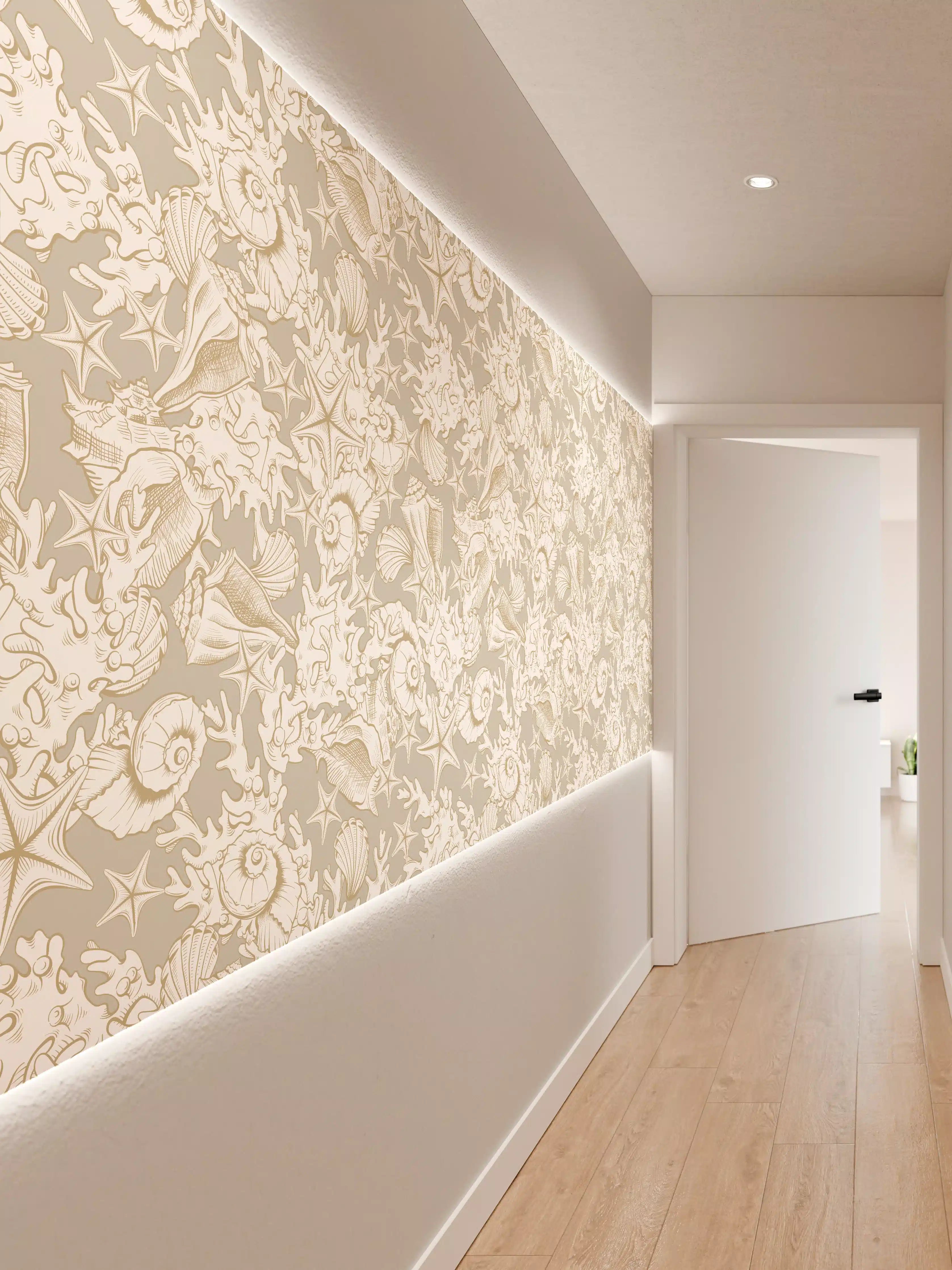 Wandverkleidung Flur - Sandiges Muschel-Muster Beige