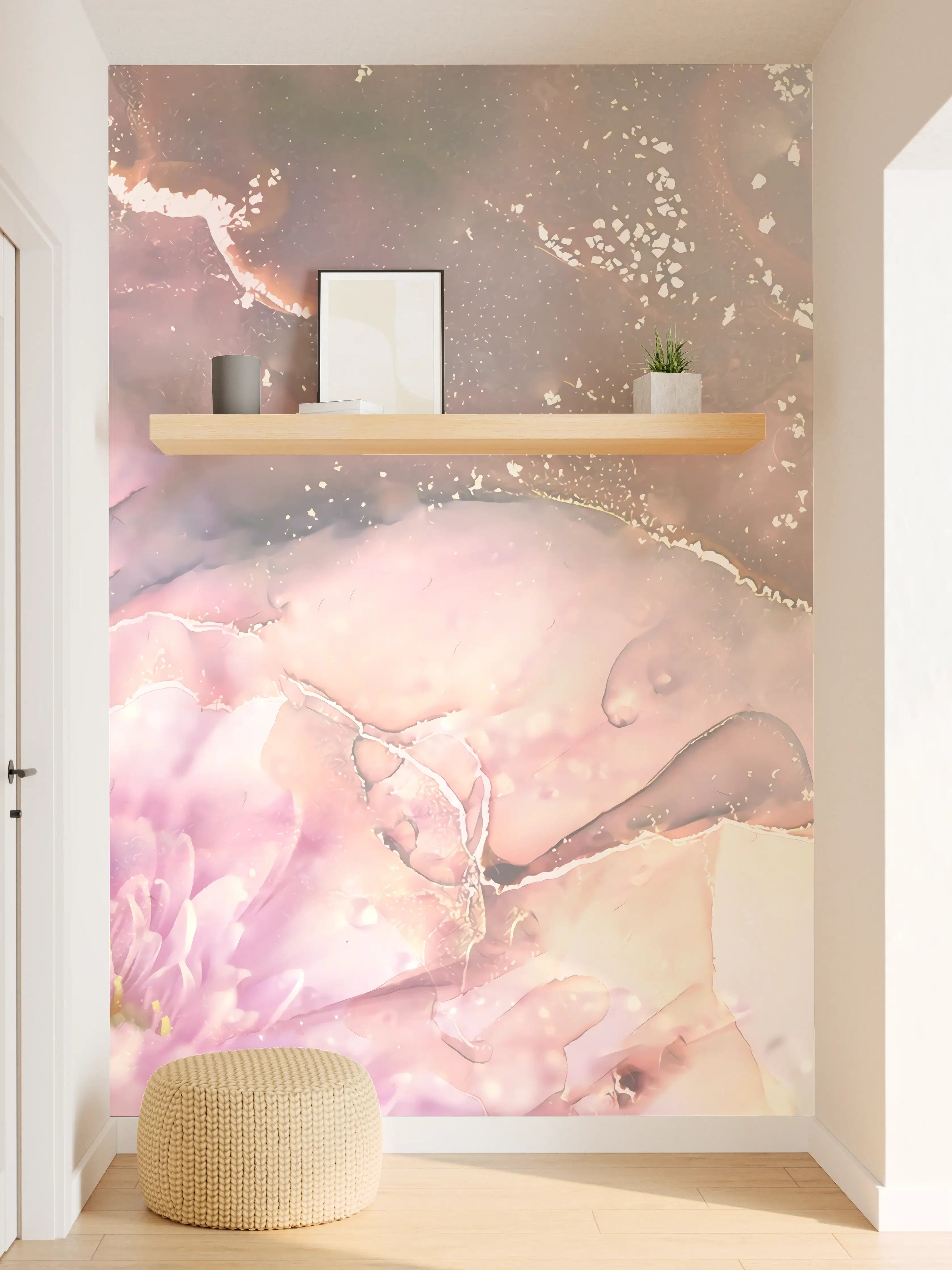 Wandverkleidung Flur - Sanfte Aquarellkunst in Pastellfarben