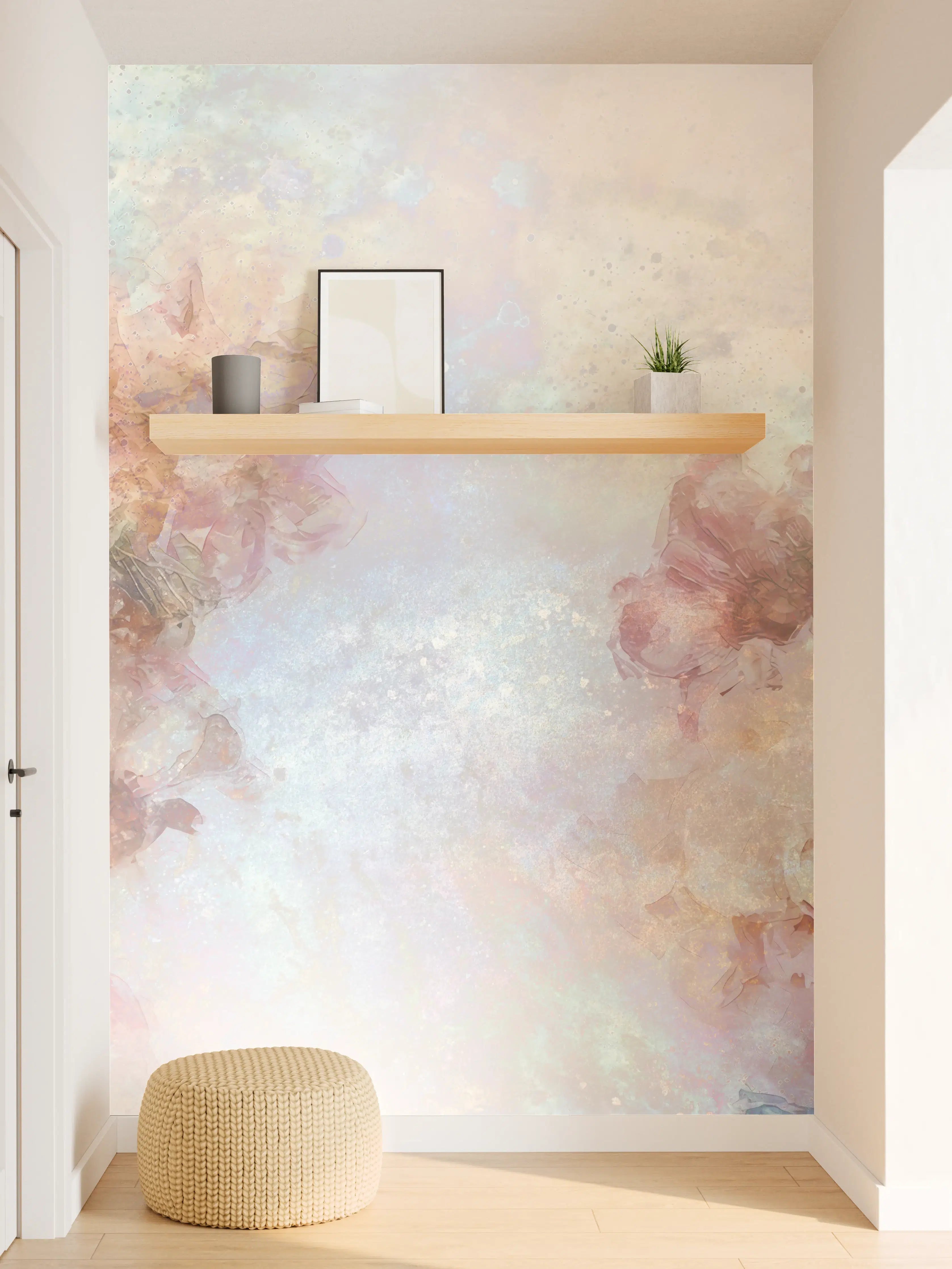Wandverkleidung Flur - Sanfte Blumenmeer in Pastelltönen