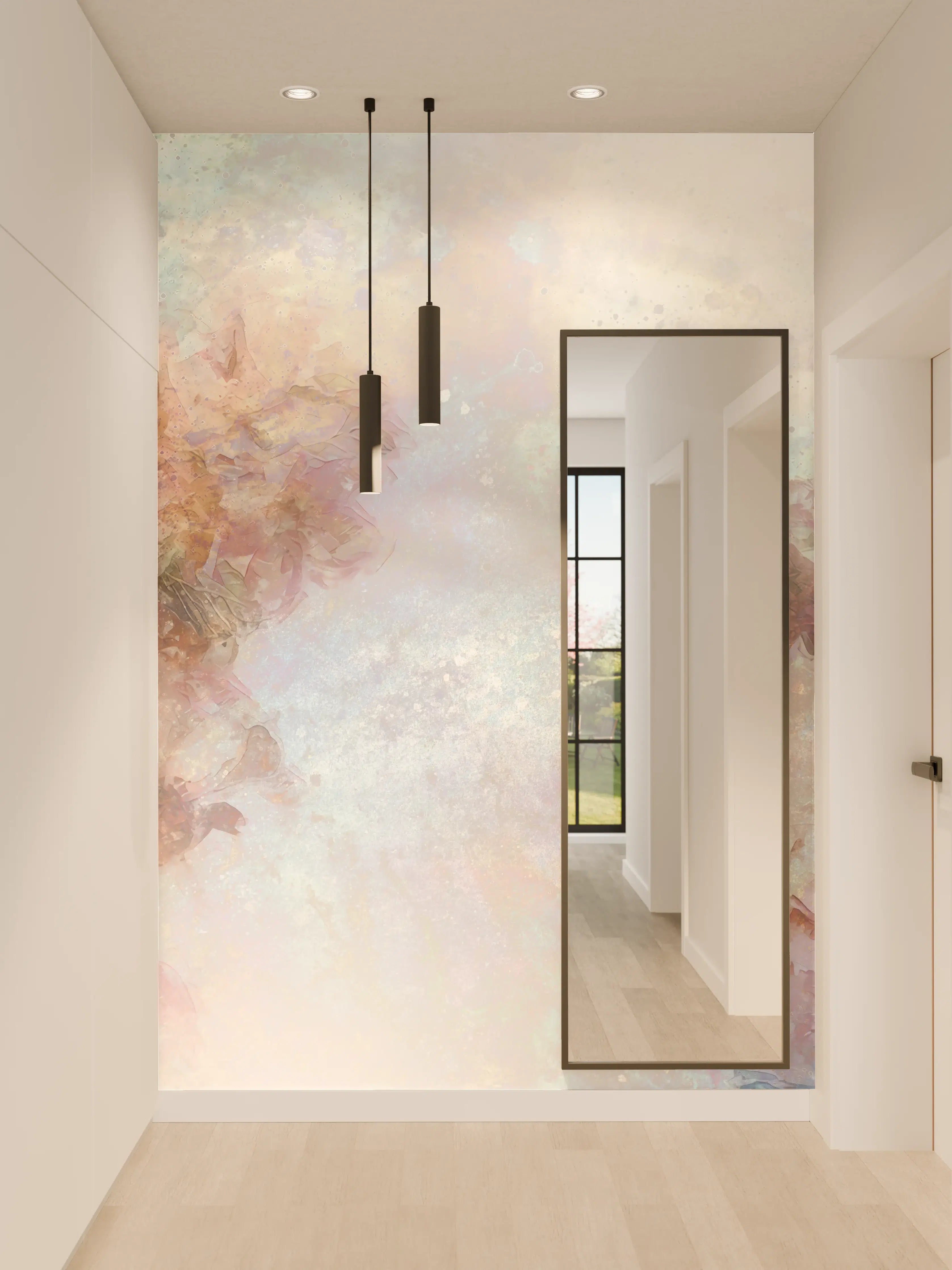 Wandverkleidung Flur - Sanfte Blumenmeer in Pastelltönen