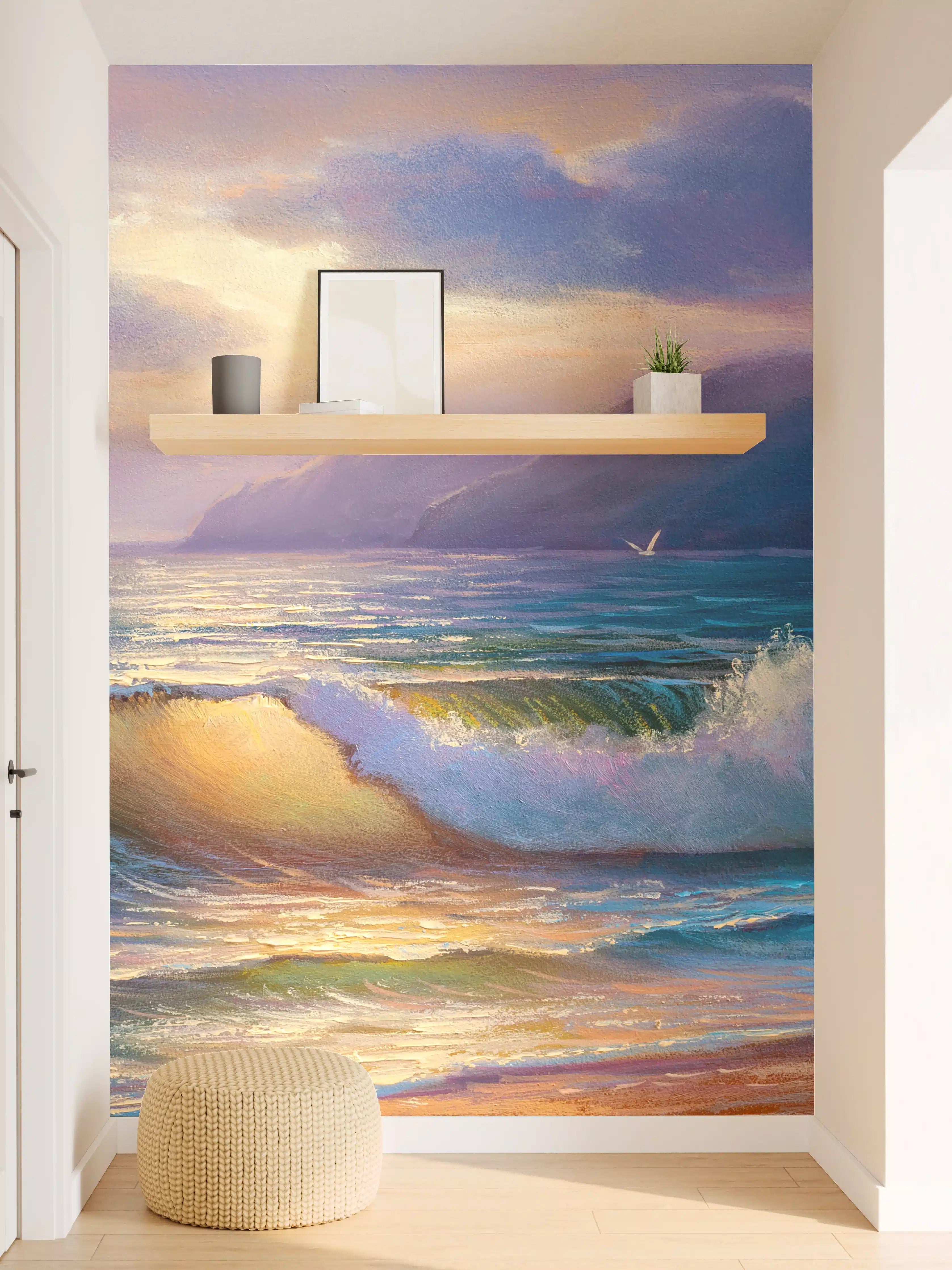 Wandverkleidung Flur - Sanfte Grau-Nuancen am Meeresabend