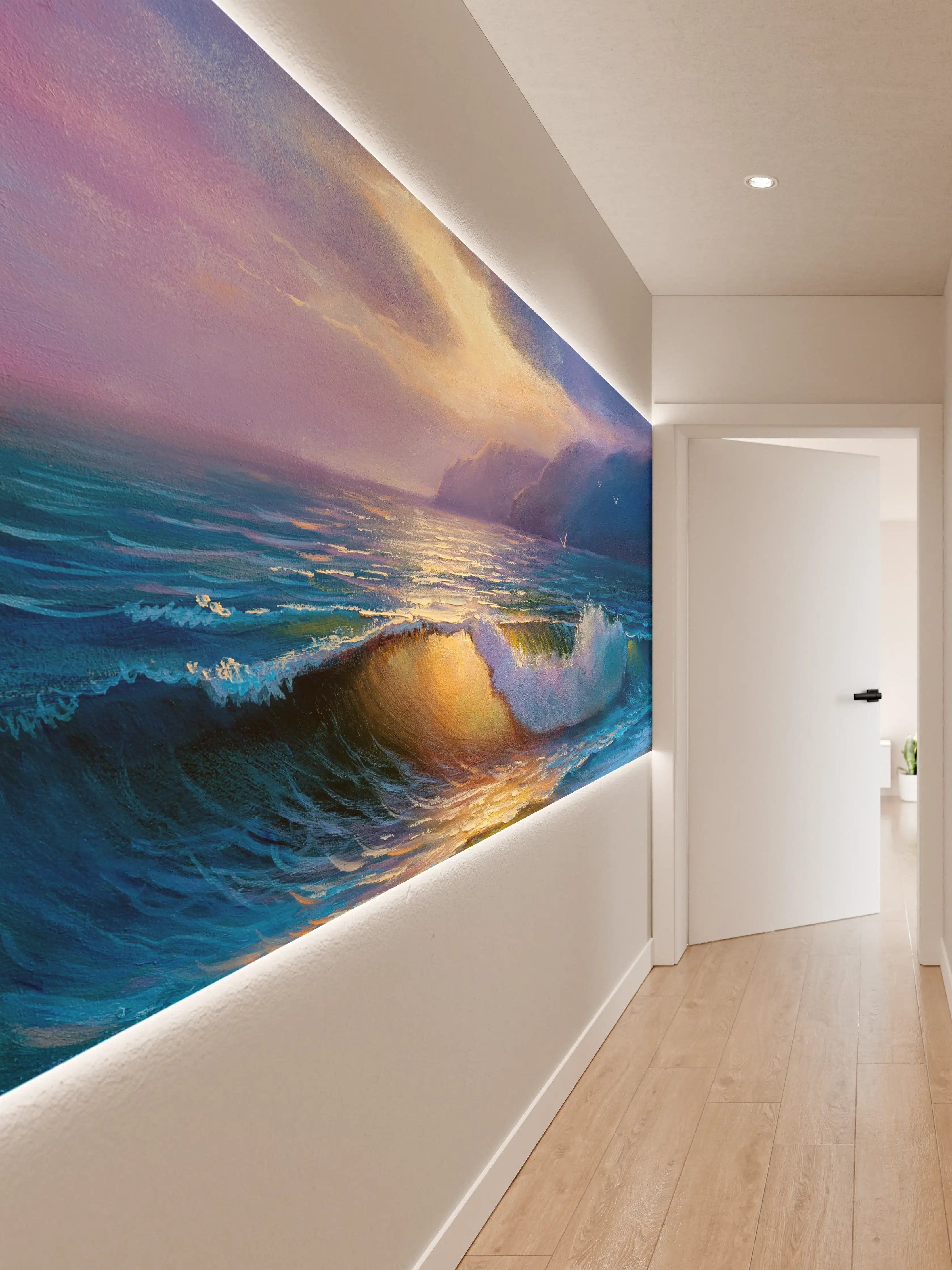 Wandverkleidung Flur - Sanfte Grau-Nuancen am Meeresabend