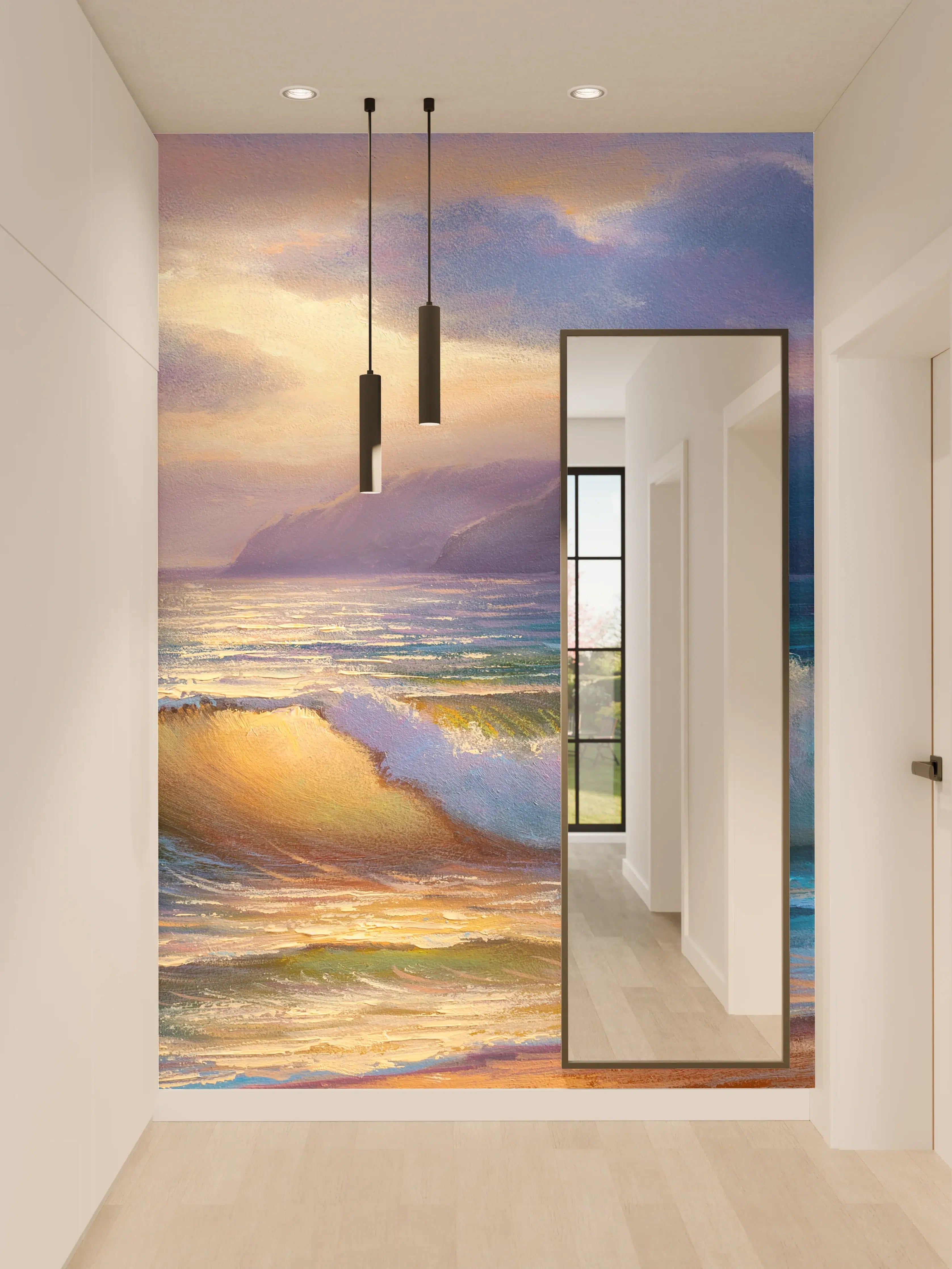 Wandverkleidung Flur - Sanfte Grau-Nuancen am Meeresabend