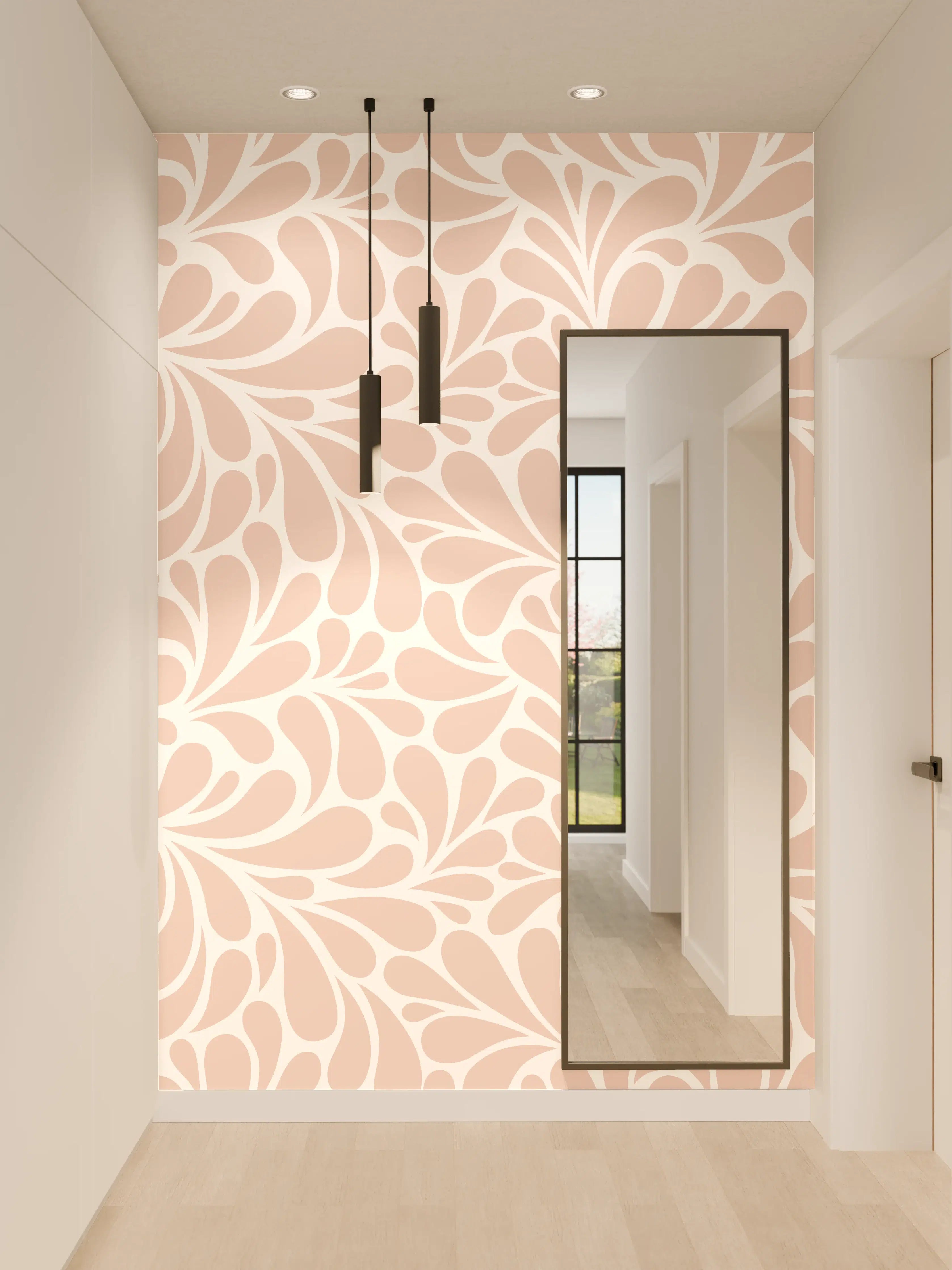 Wandverkleidung Flur - Sanfte Graublätter Wanddesign