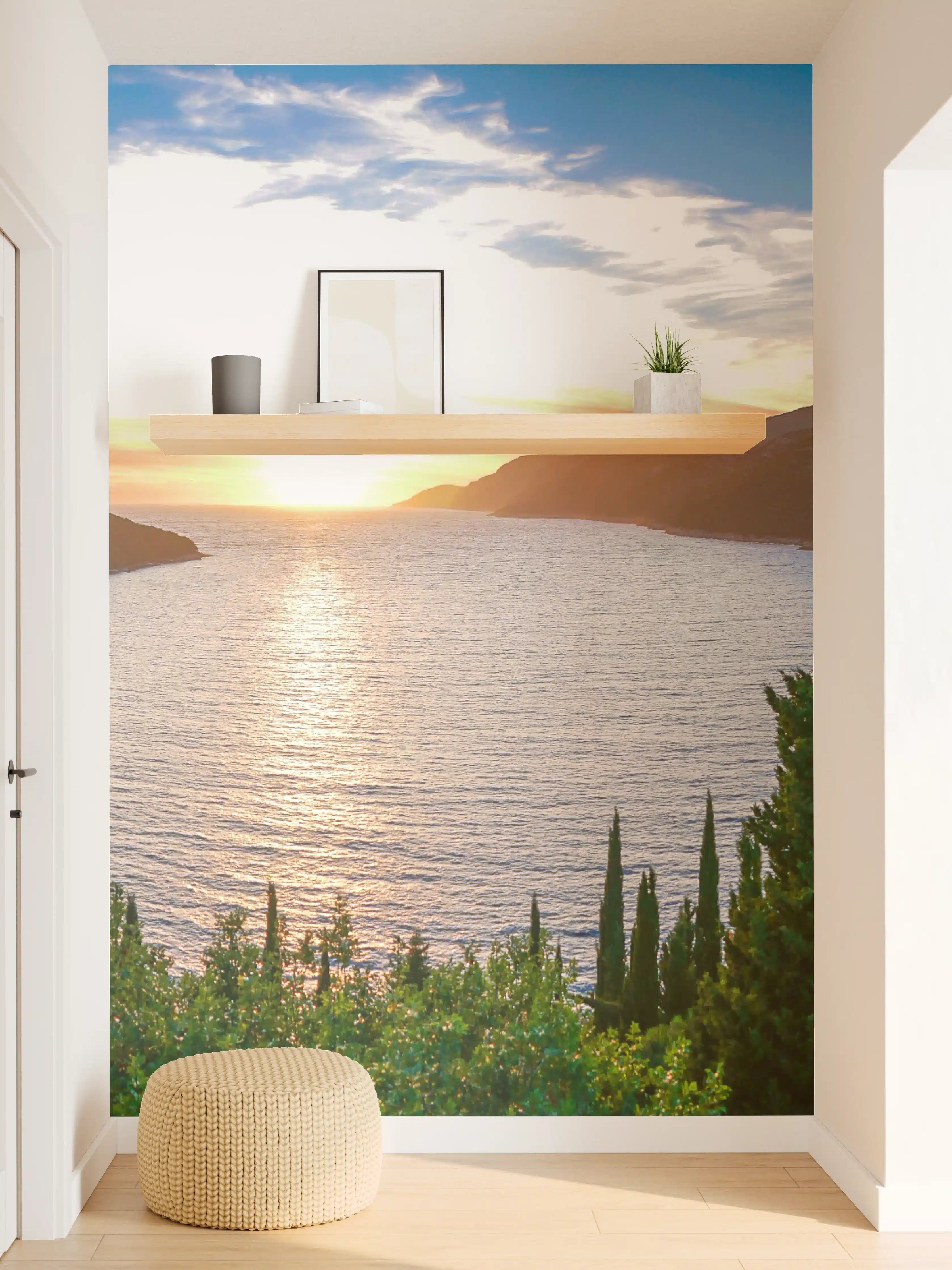 Wandverkleidung Flur - Sanfte Grautöne am Abendsee