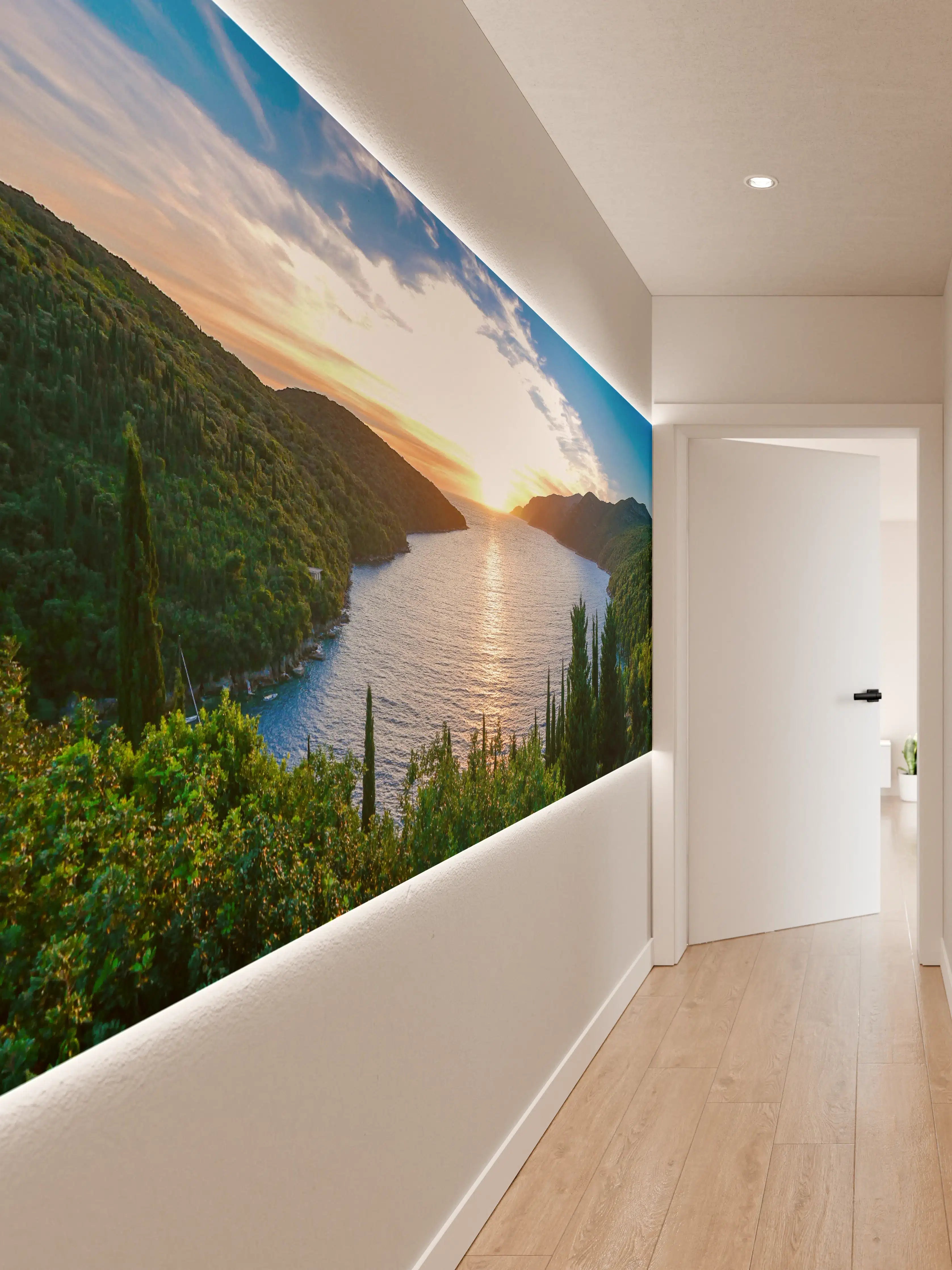 Wandverkleidung Flur - Sanfte Grautöne am Abendsee