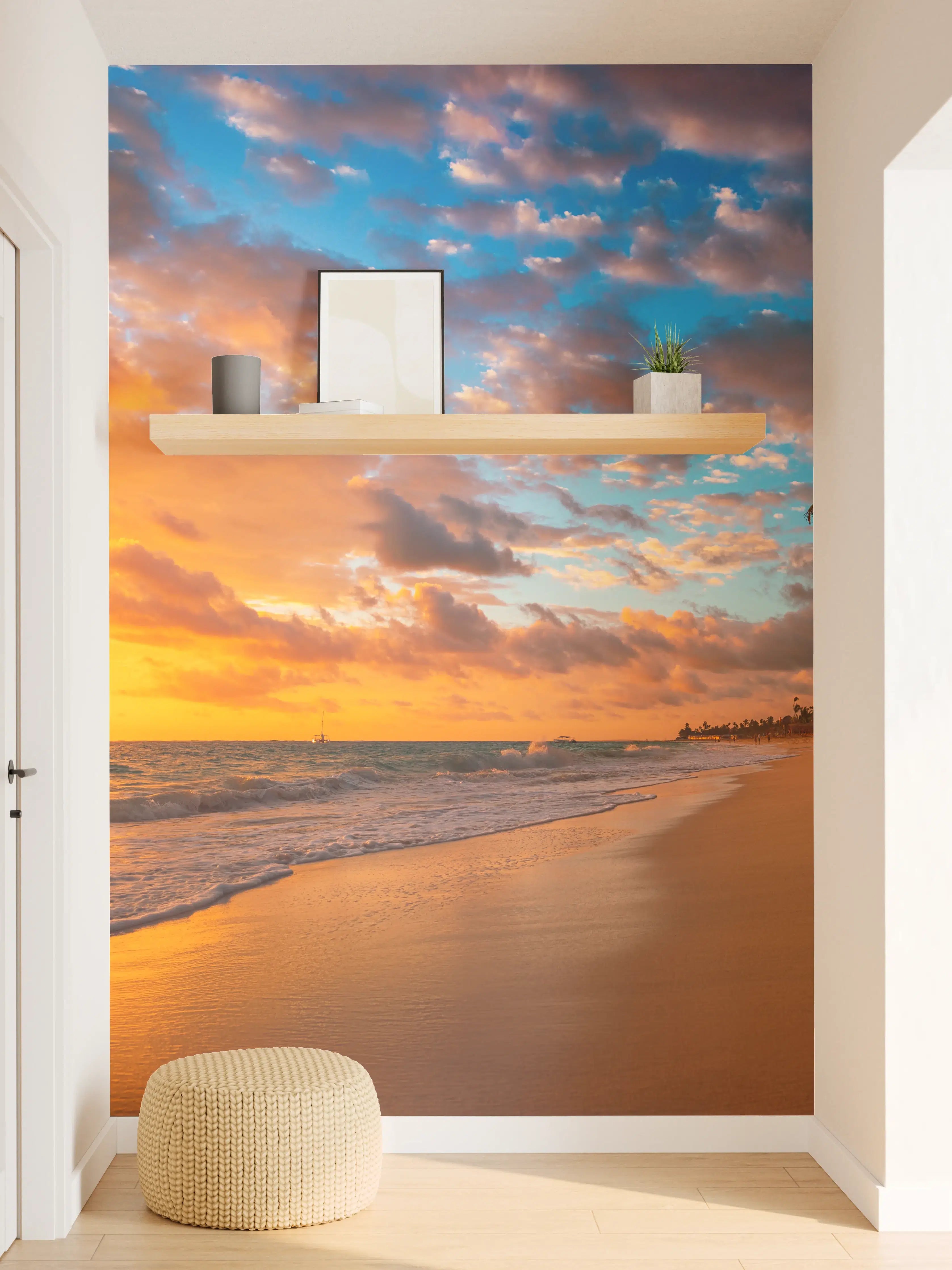 Wandverkleidung Flur - Sanfte Grautöne am Abendstrand