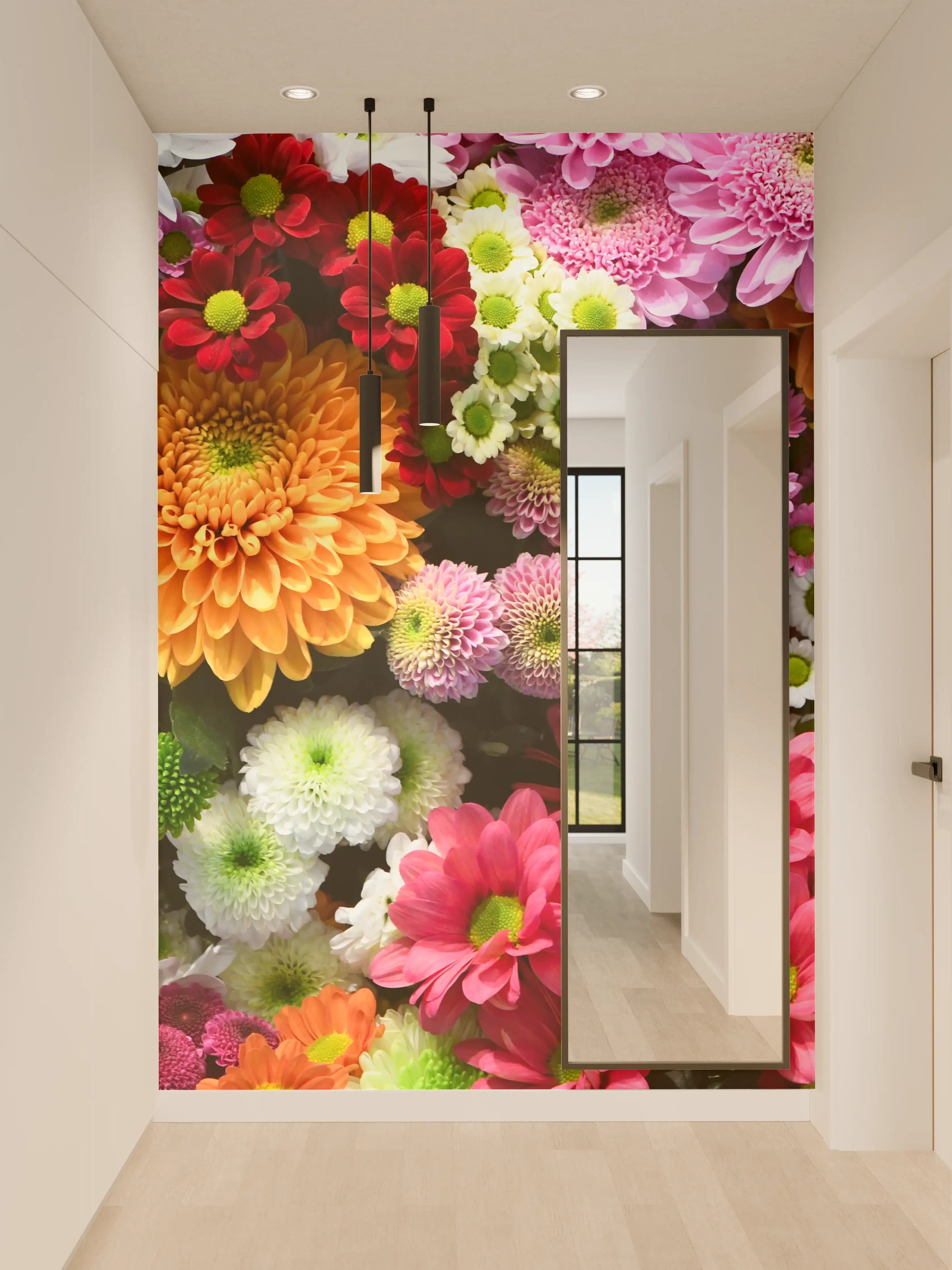 Wandverkleidung Flur - Sanfte Grautöne in blühender Pracht