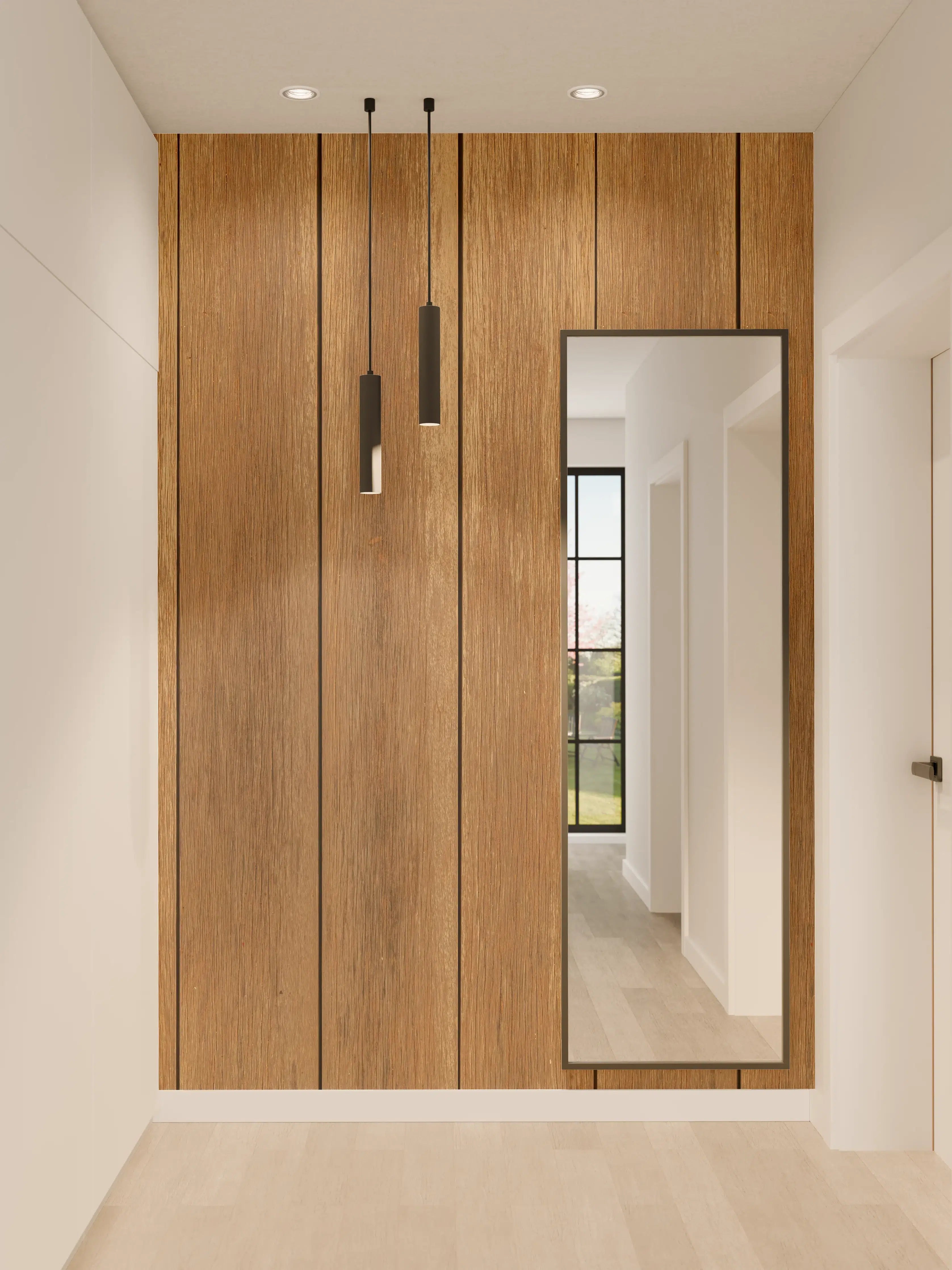 Wandverkleidung Flur - Sanfte Grautöne in hellem Holzdesign