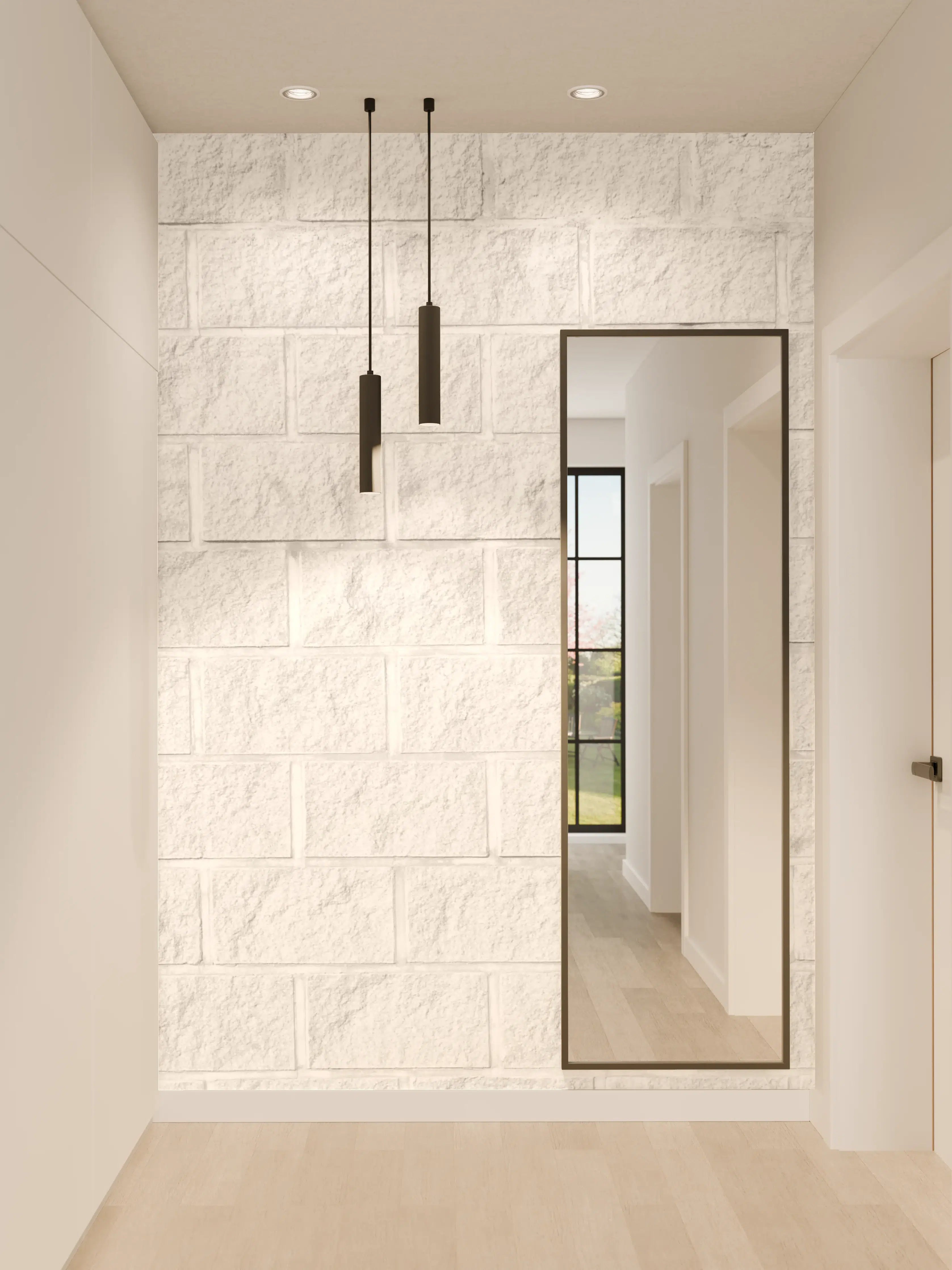 Wandverkleidung Flur - Sanfte Grauziegelwand