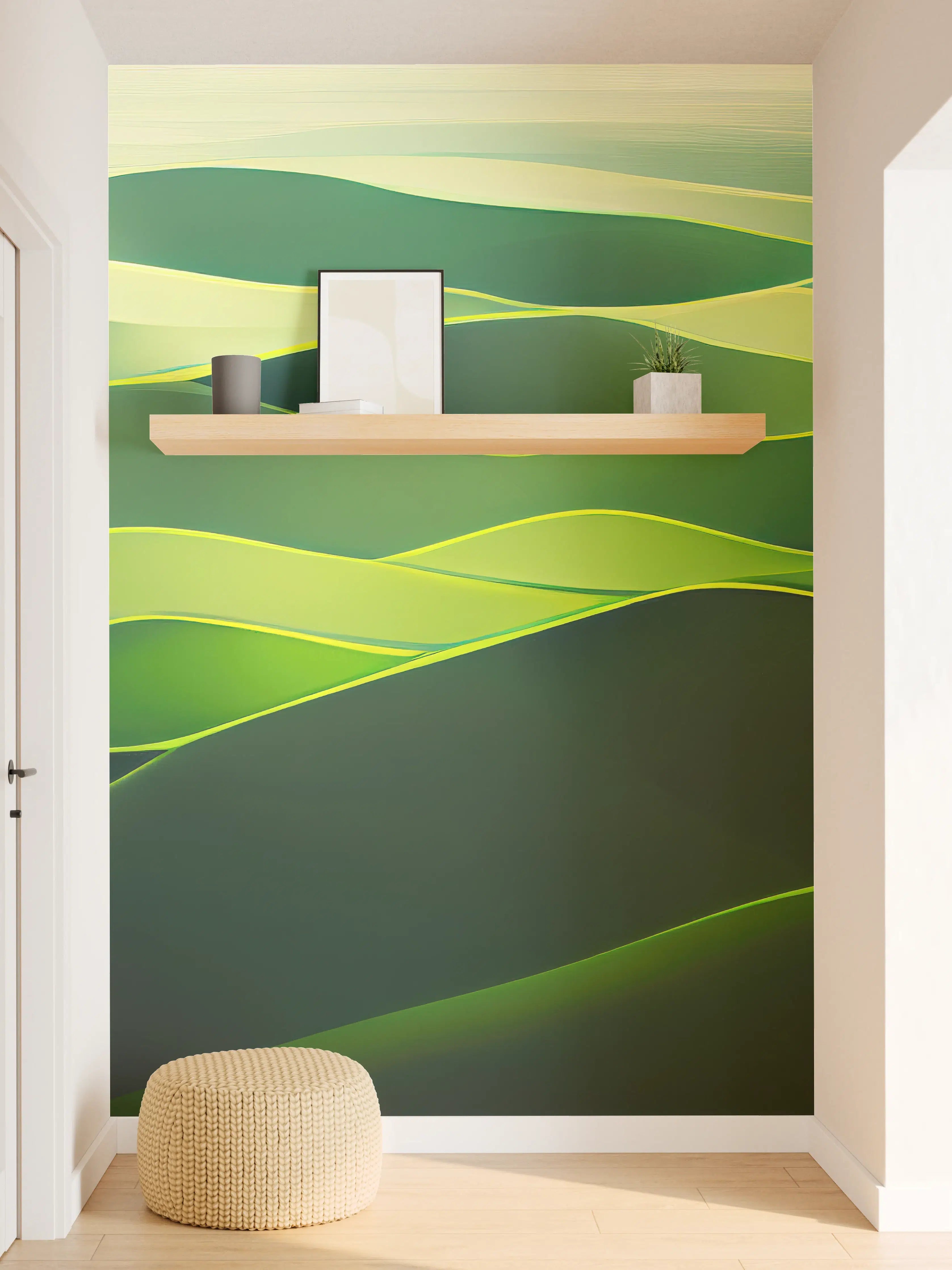 Wandverkleidung Flur - Sanfte Hügel in Grün