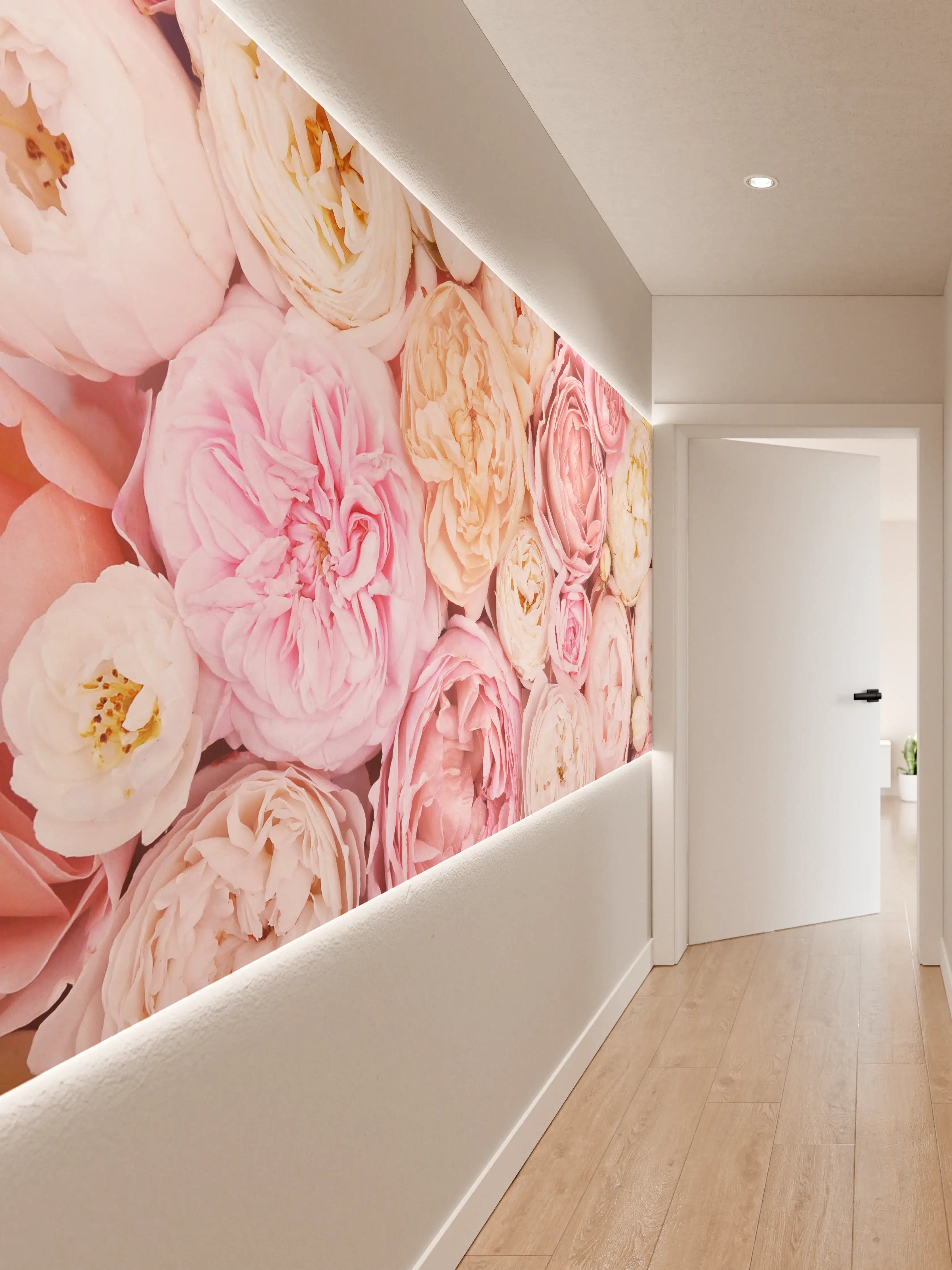 Wandverkleidung Flur - Sanfte Pastellblumen der Romantik