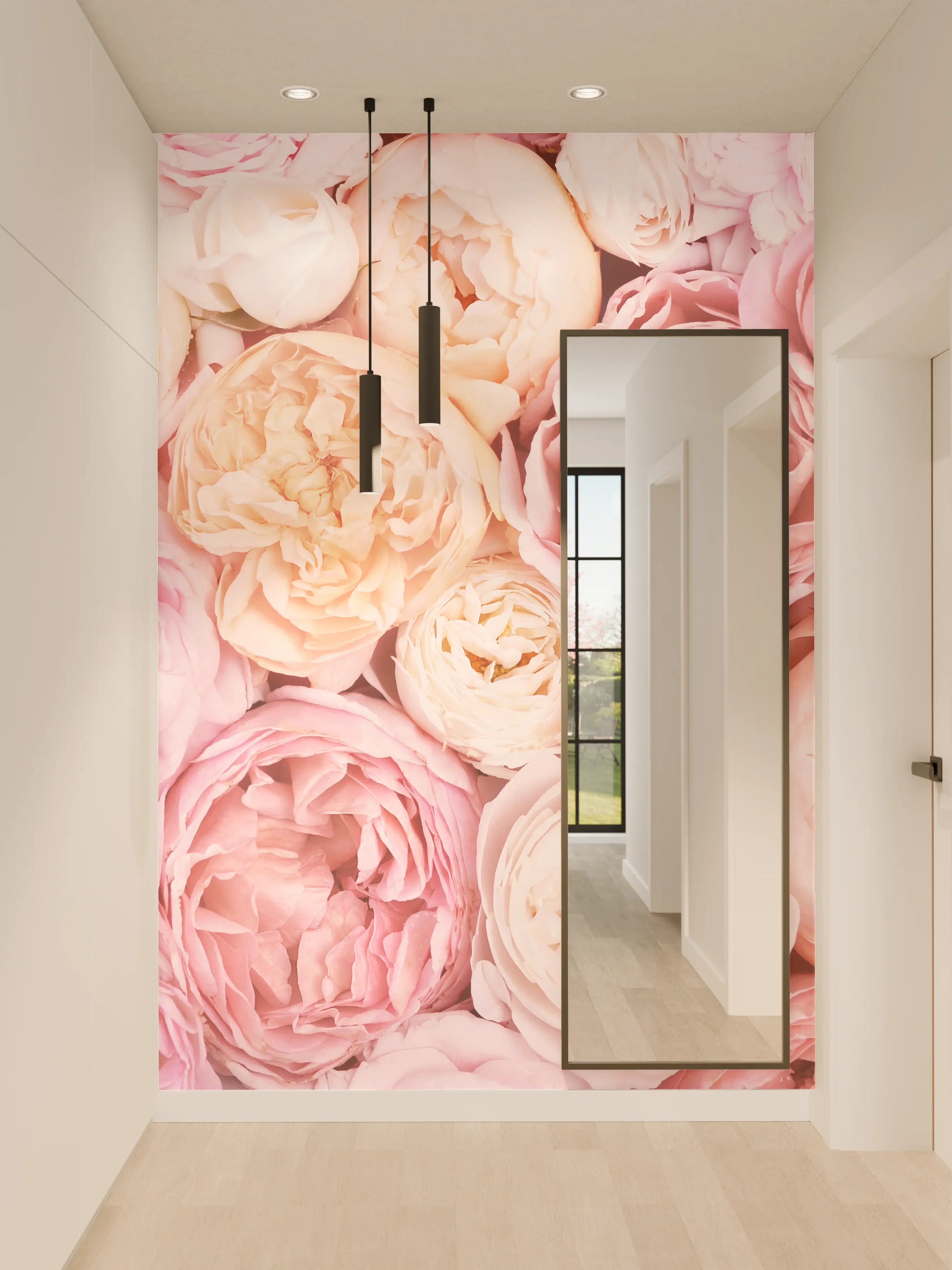 Wandverkleidung Flur - Sanfte Pastellblumen der Romantik