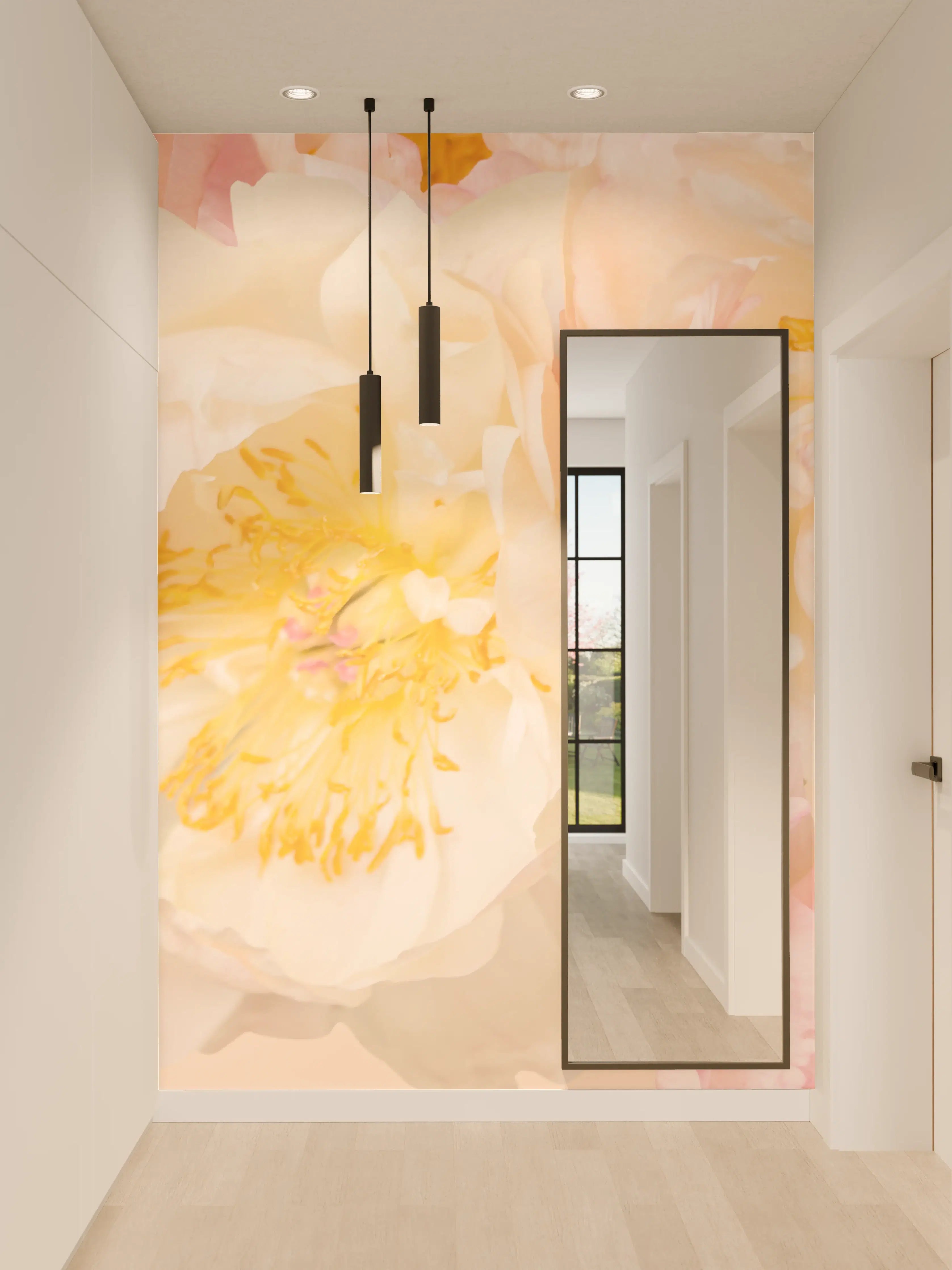 Wandverkleidung Flur - Sanfte Pastellblumen für dein Zuhause