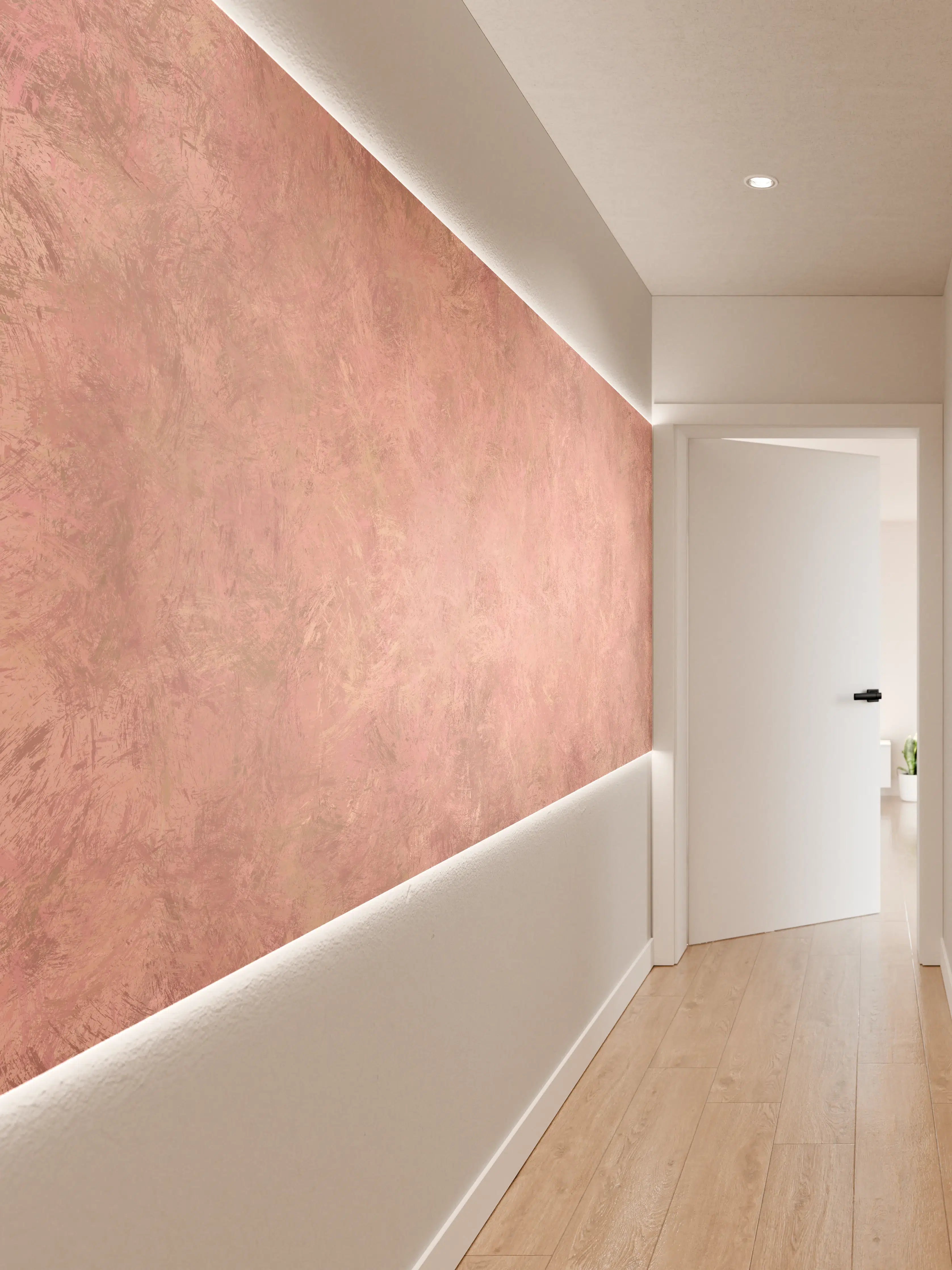 Wandverkleidung Flur - Sanfte Rosé-Töne mit Textur