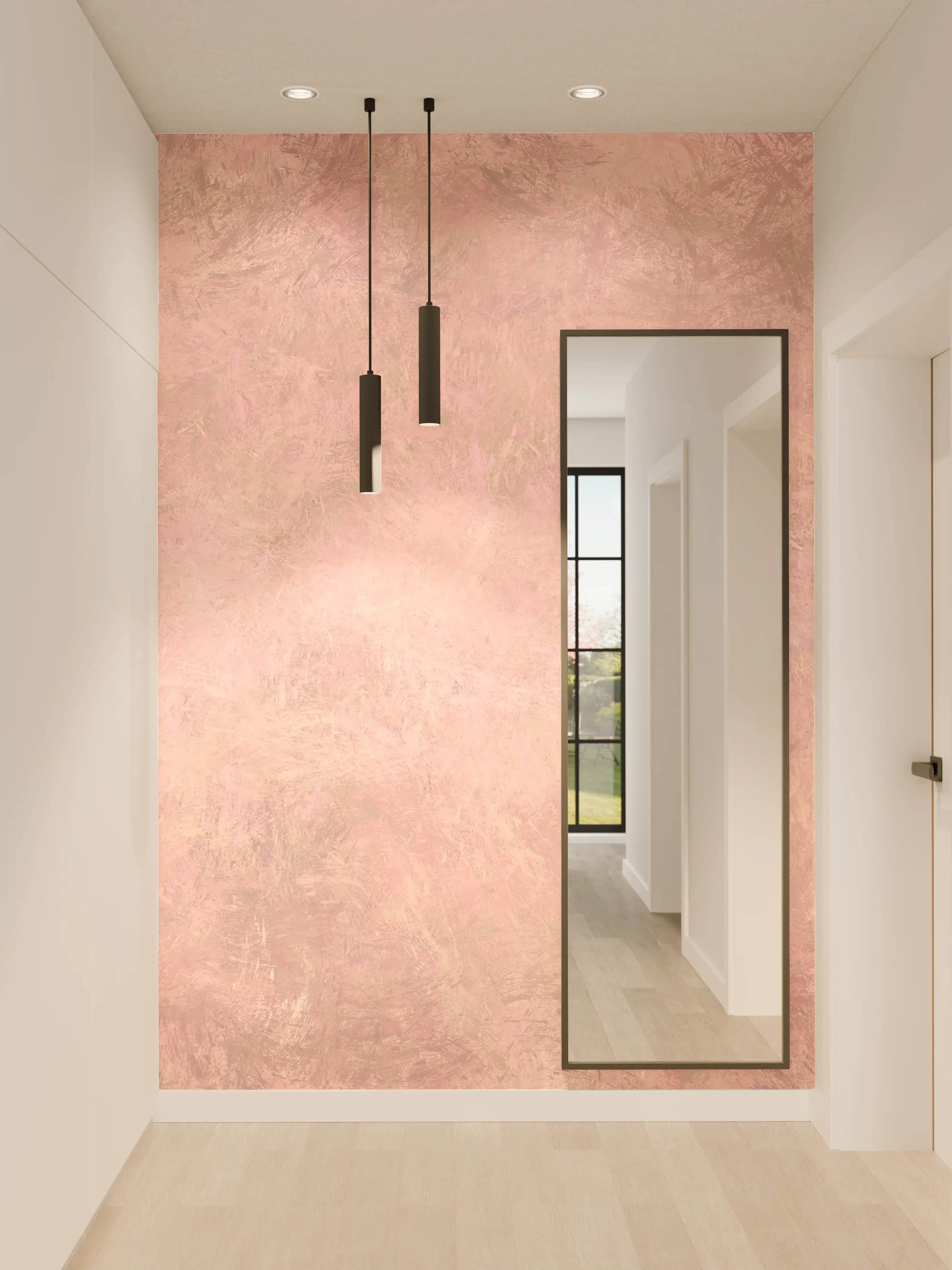 Wandverkleidung Flur - Sanfte Rosé-Töne mit Textur