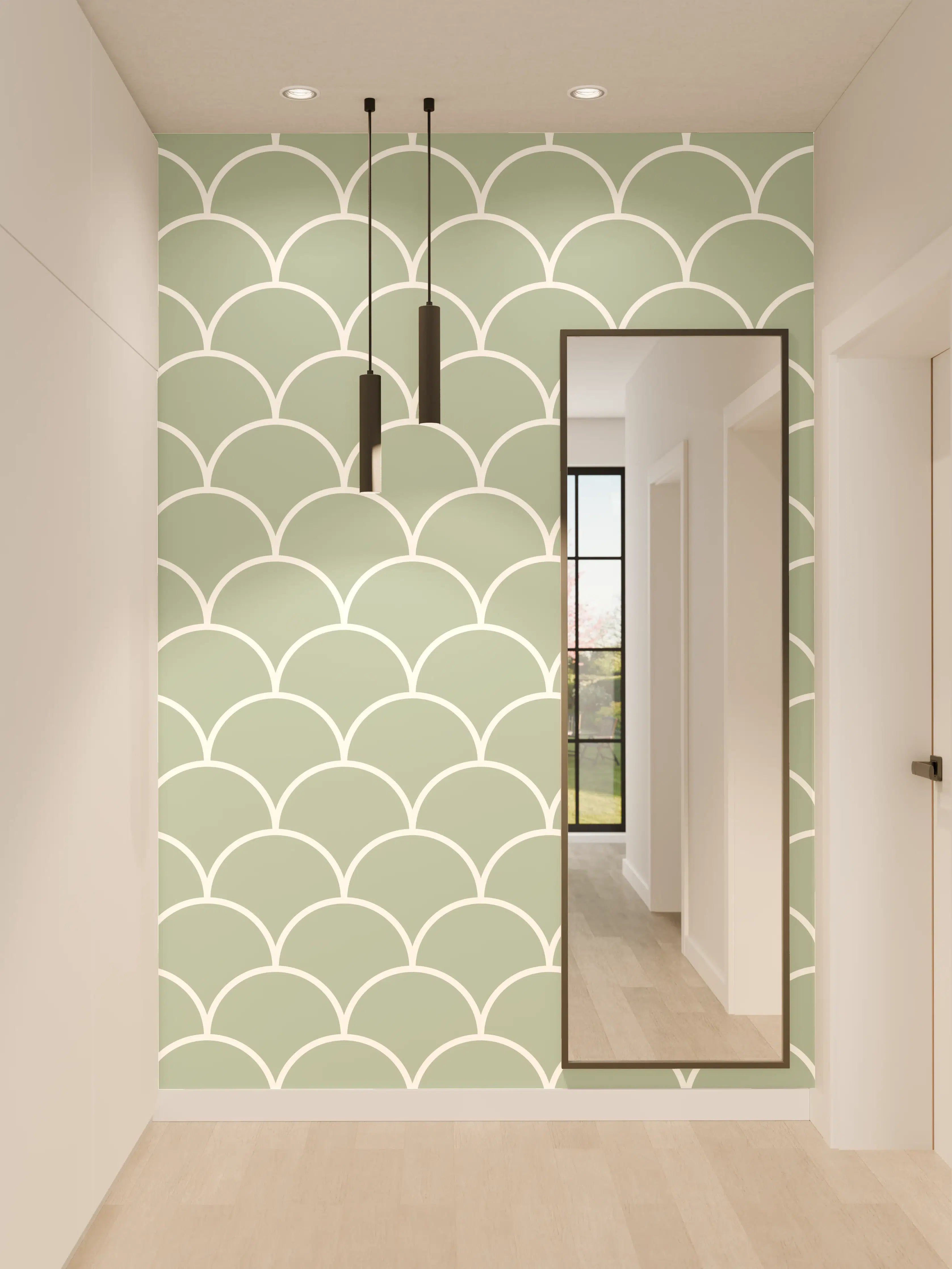 Wandverkleidung Flur - Sanfte grüne Meeresmetall-Muster
