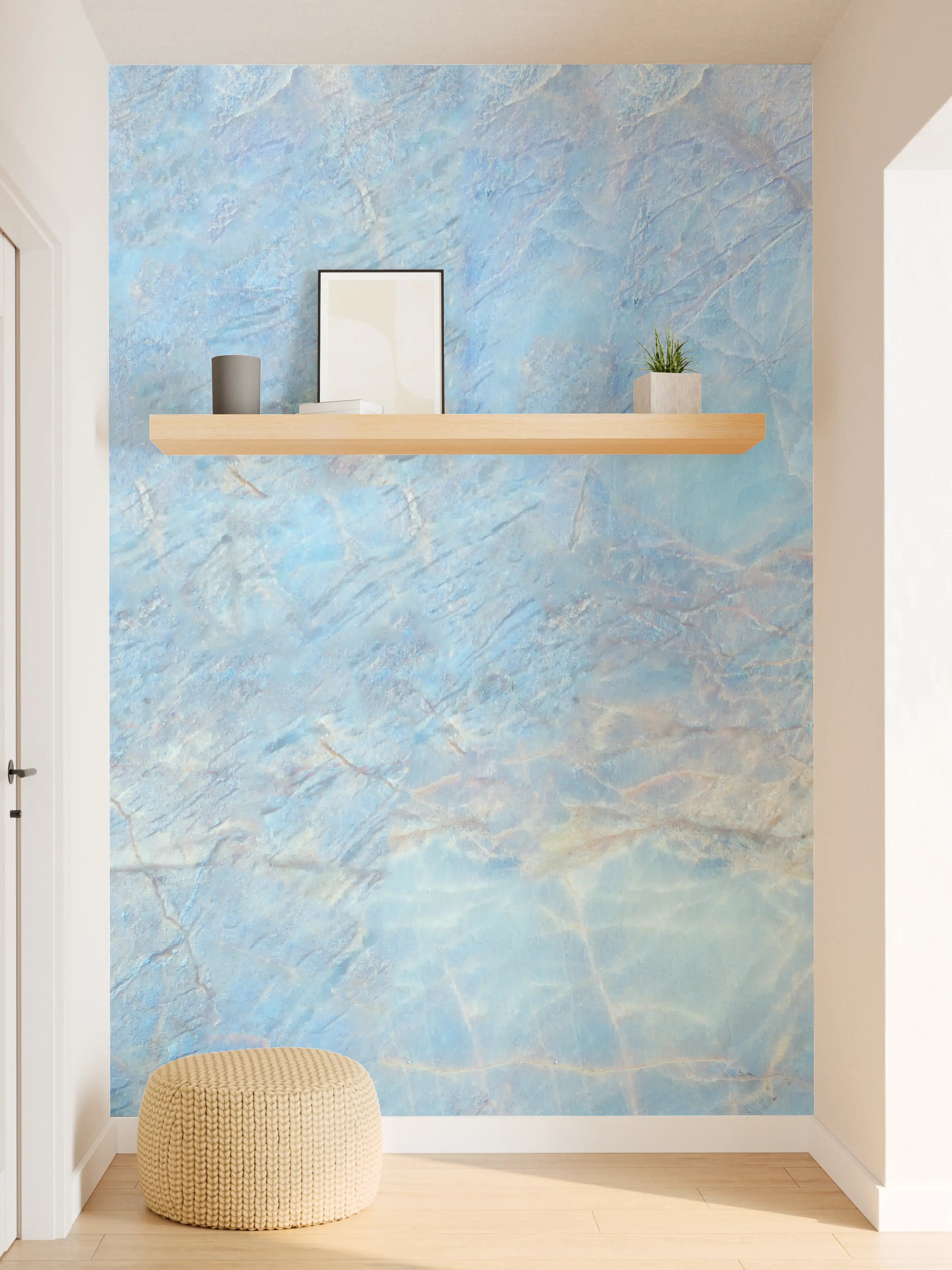 Wandverkleidung Flur - Sanfter Himmel in Grau- und Blautönen