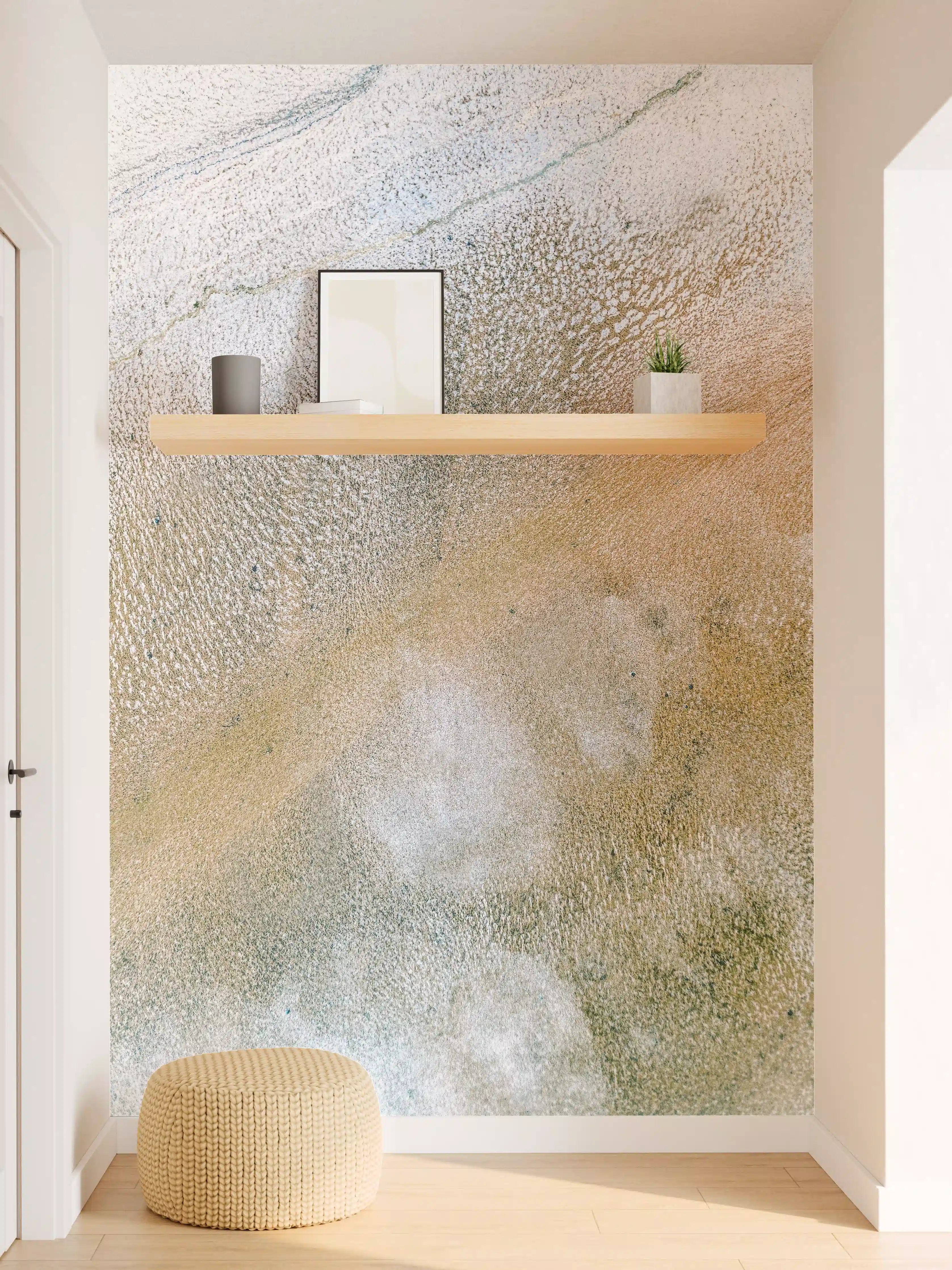 Wandverkleidung Flur - Sanfter Wasser- und Sandhintergrund mit eleganten Farbnuancen