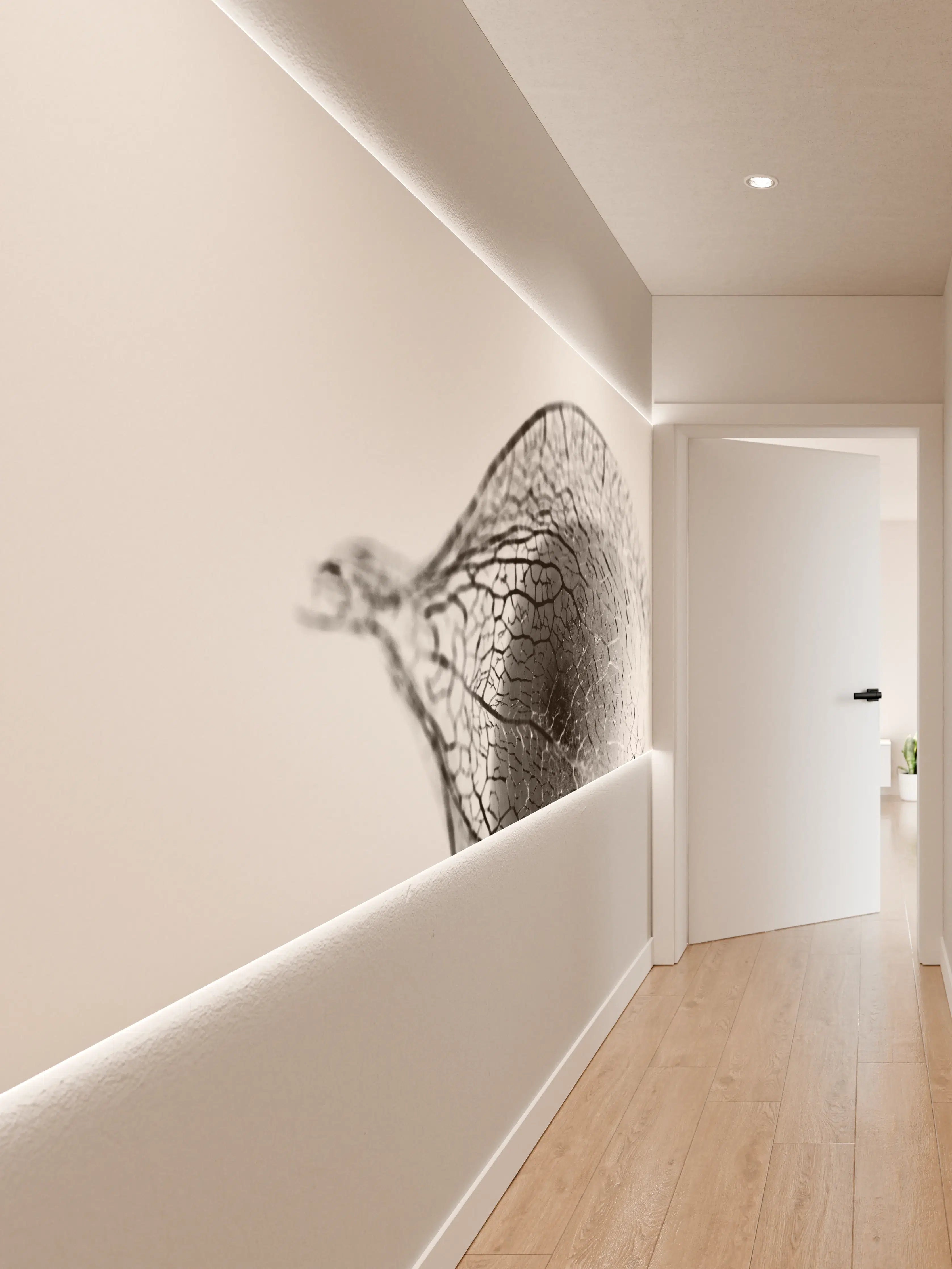 Wandverkleidung Flur - Schlichte, elegante Naturaufnahme in Schwarz-Weiß