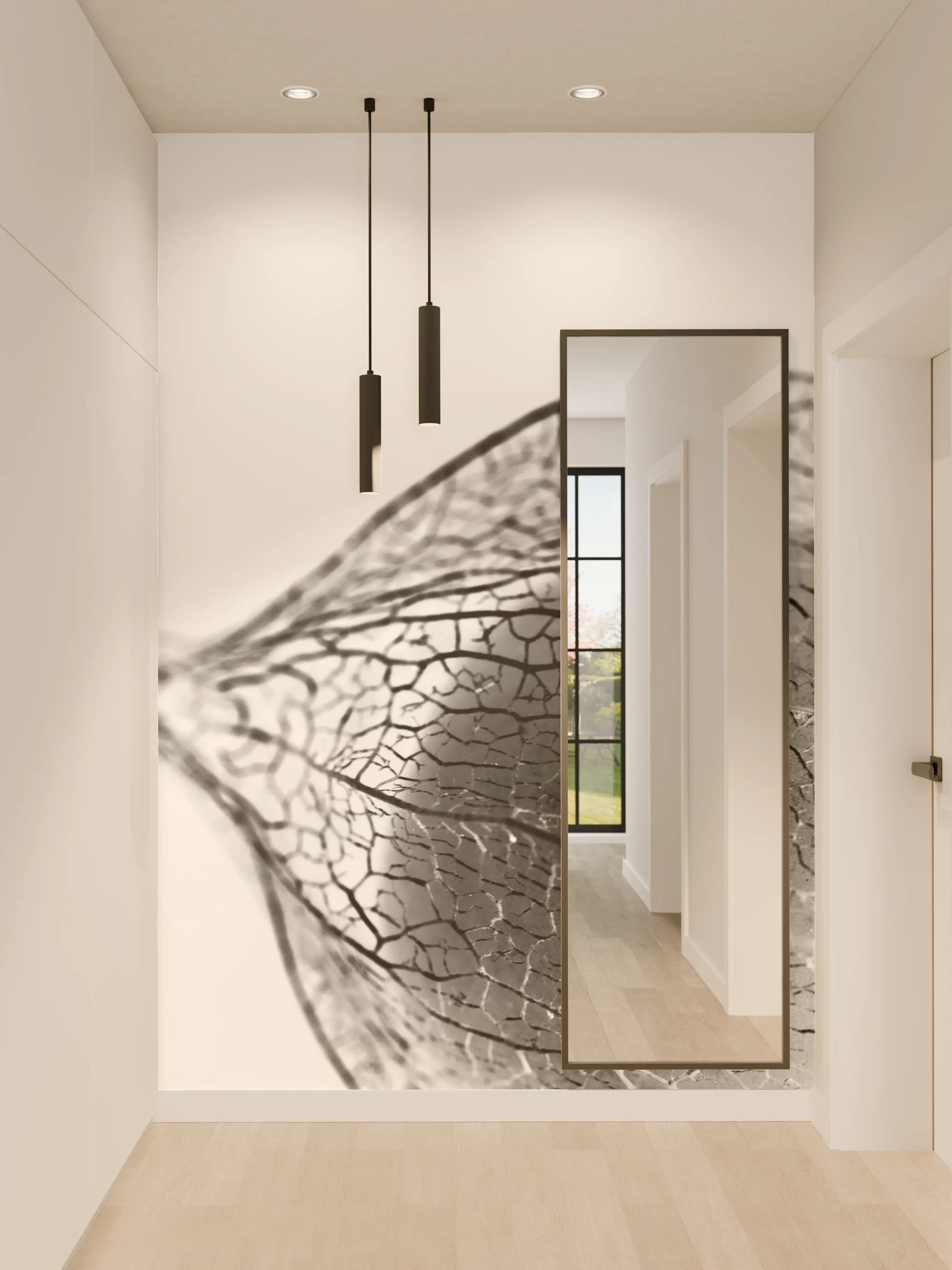 Wandverkleidung Flur - Schlichte, elegante Naturaufnahme in Schwarz-Weiß