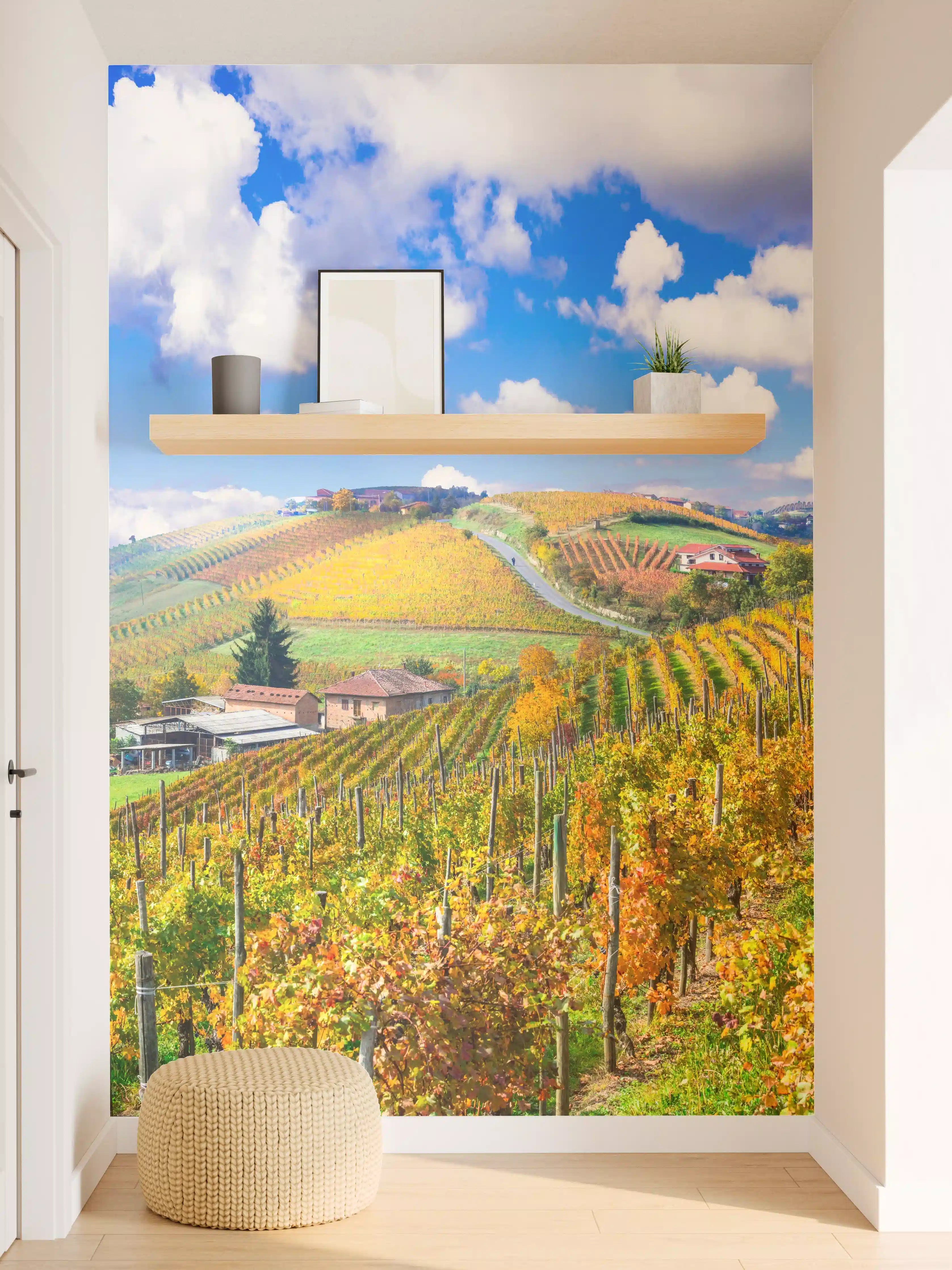 Wandverkleidung Flur - Schöne Herbstlandschaft mit Weinbergen - Toskana