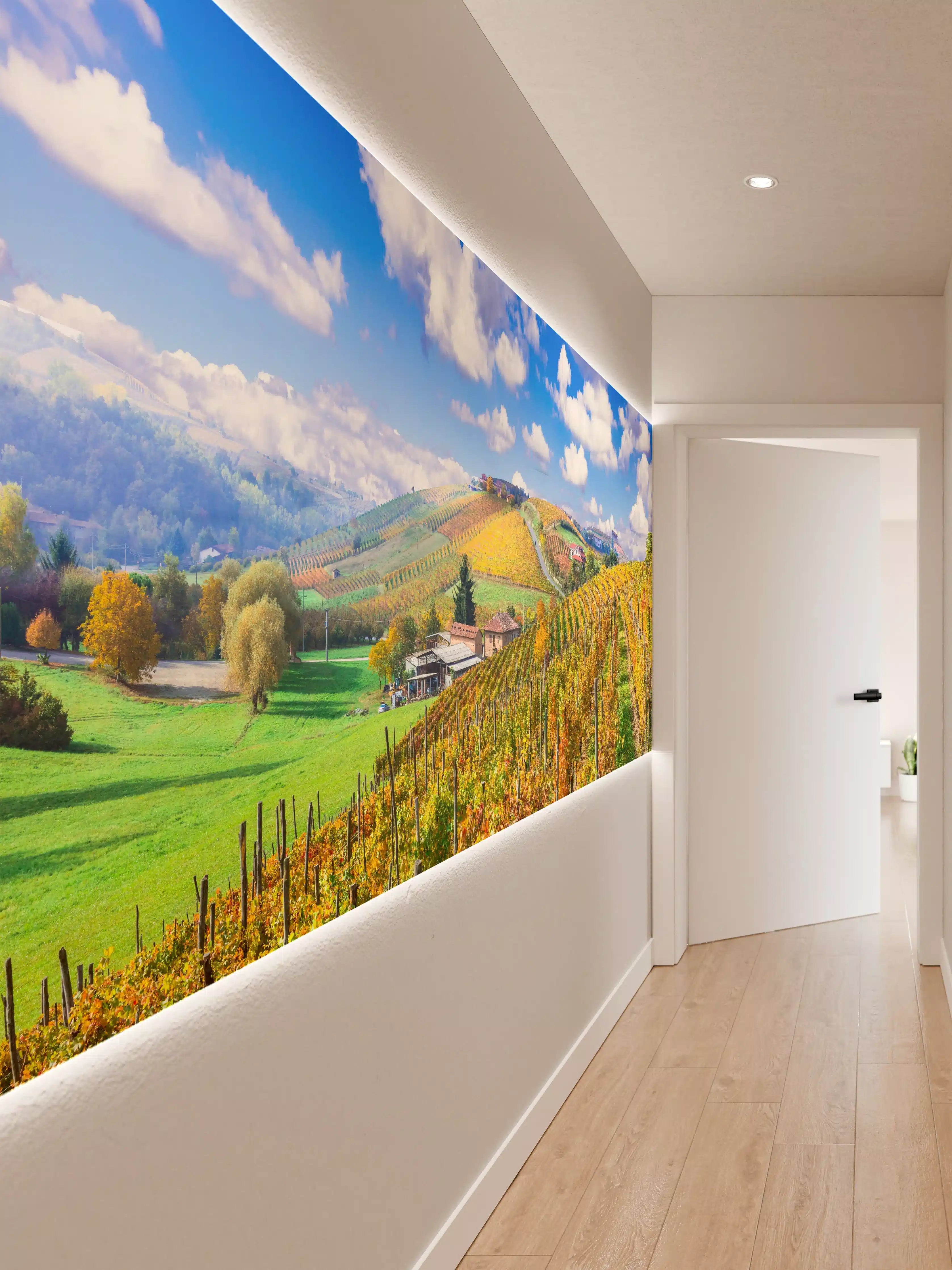 Wandverkleidung Flur - Schöne Herbstlandschaft mit Weinbergen - Toskana