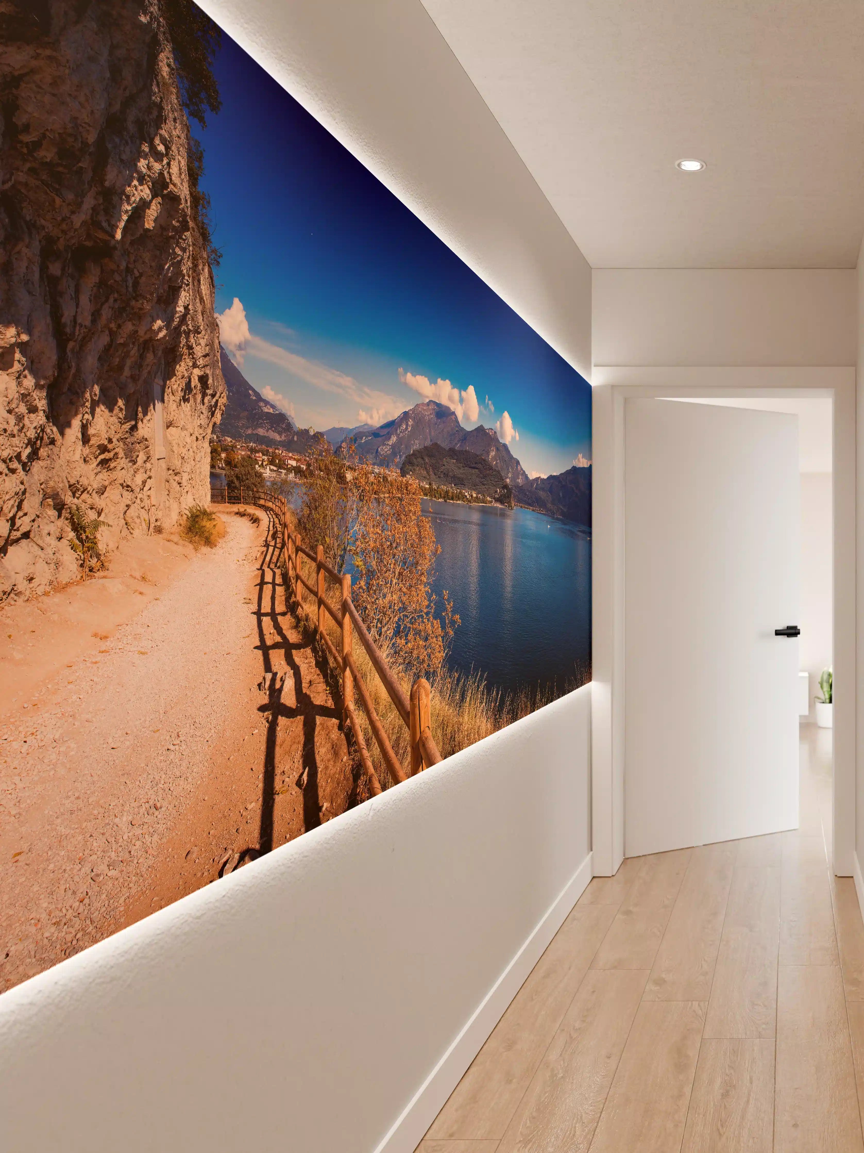 Wandverkleidung Flur - Schöne Landschaft mit Blick auf den Gardasee